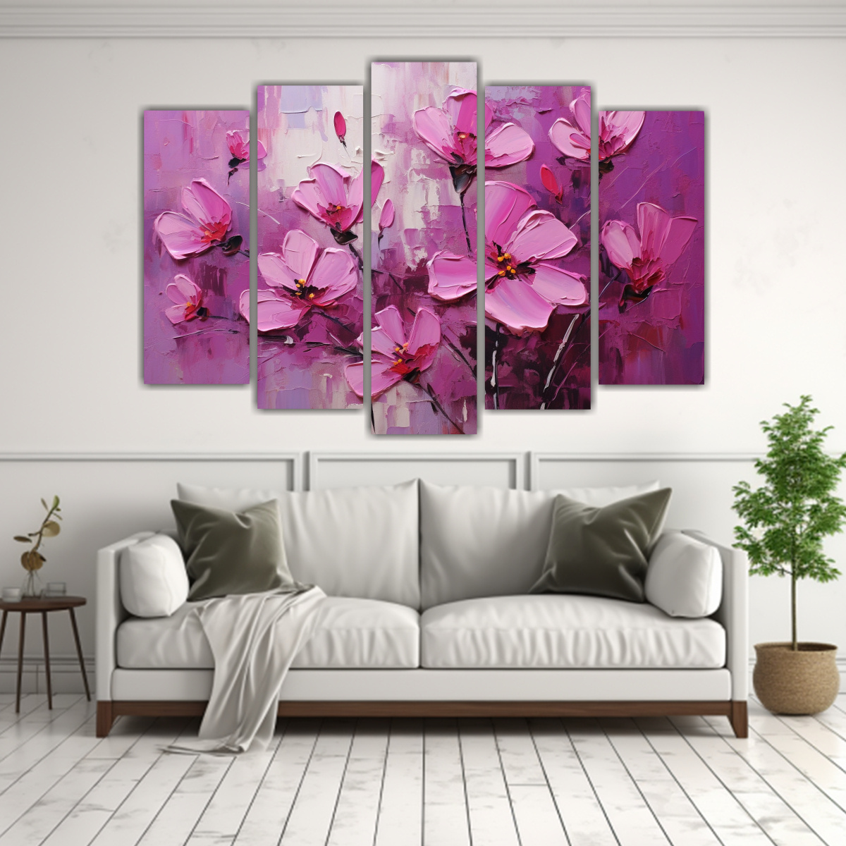 PINTURA ARTESANAL DE FLORES EN LIENZO ESTILO 225X150 CM - 2