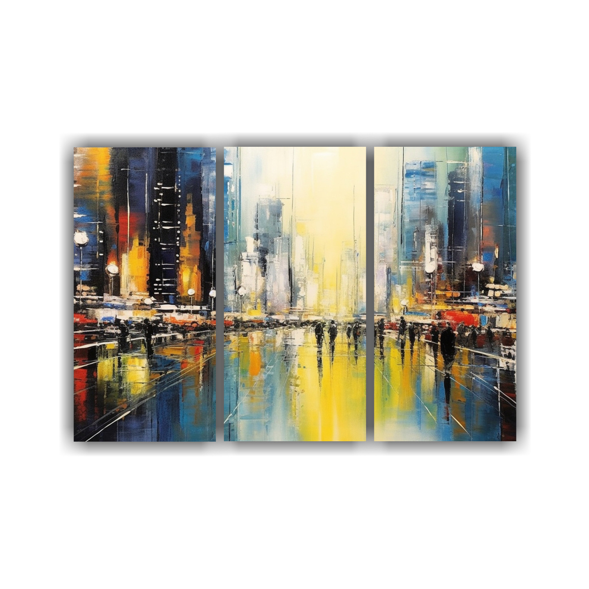 PINTURA ABSTRACTA DE RASCACIELOS CON DETALLES DE 150X100 CM - 1