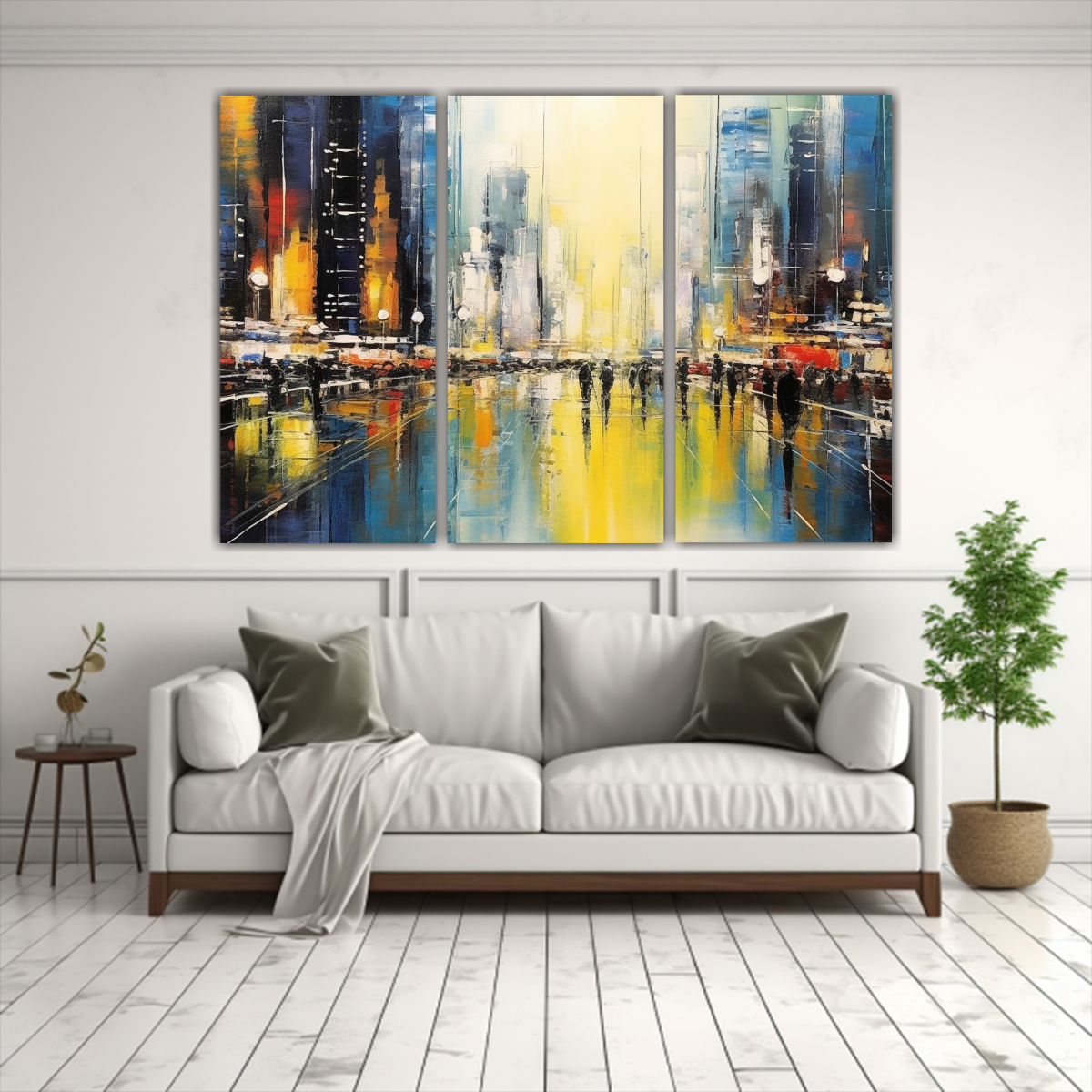 PINTURA ABSTRACTA DE RASCACIELOS CON DETALLES DE 150X100 CM - 2