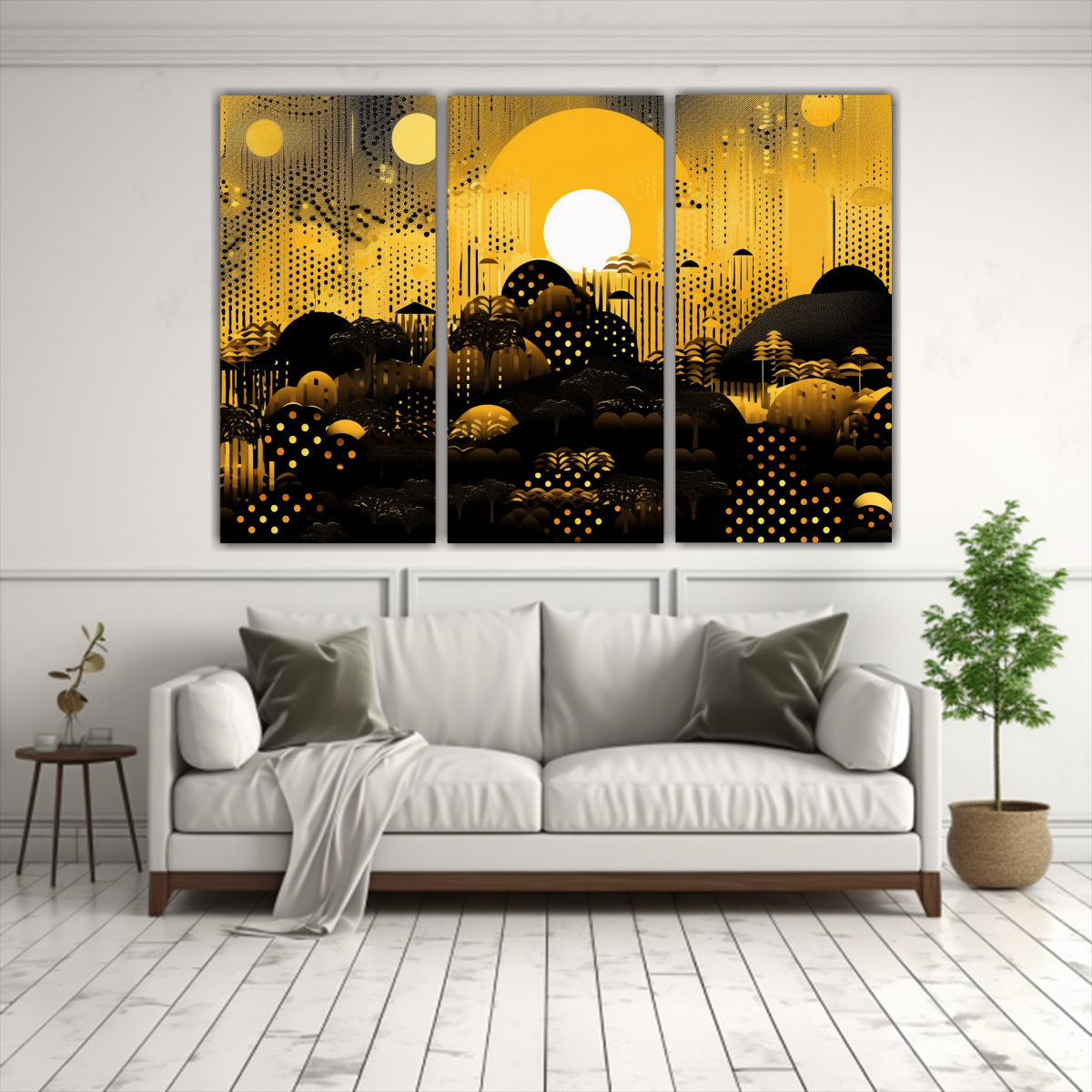 PAISAJE DORADO CON NEGRO AL ESTILO VINTAGE: SET 3 90X60 CM - 2