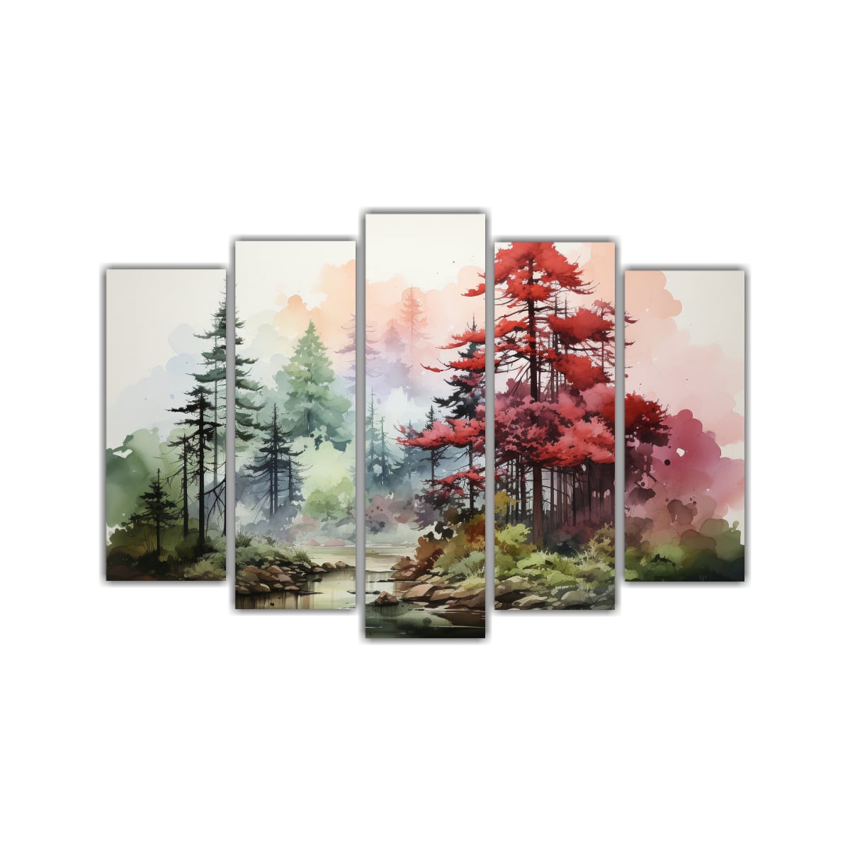PINTURA ABSTRACTA ACUARELA ÁRBOL SECUOYA COLORES 225X150 CM - 1