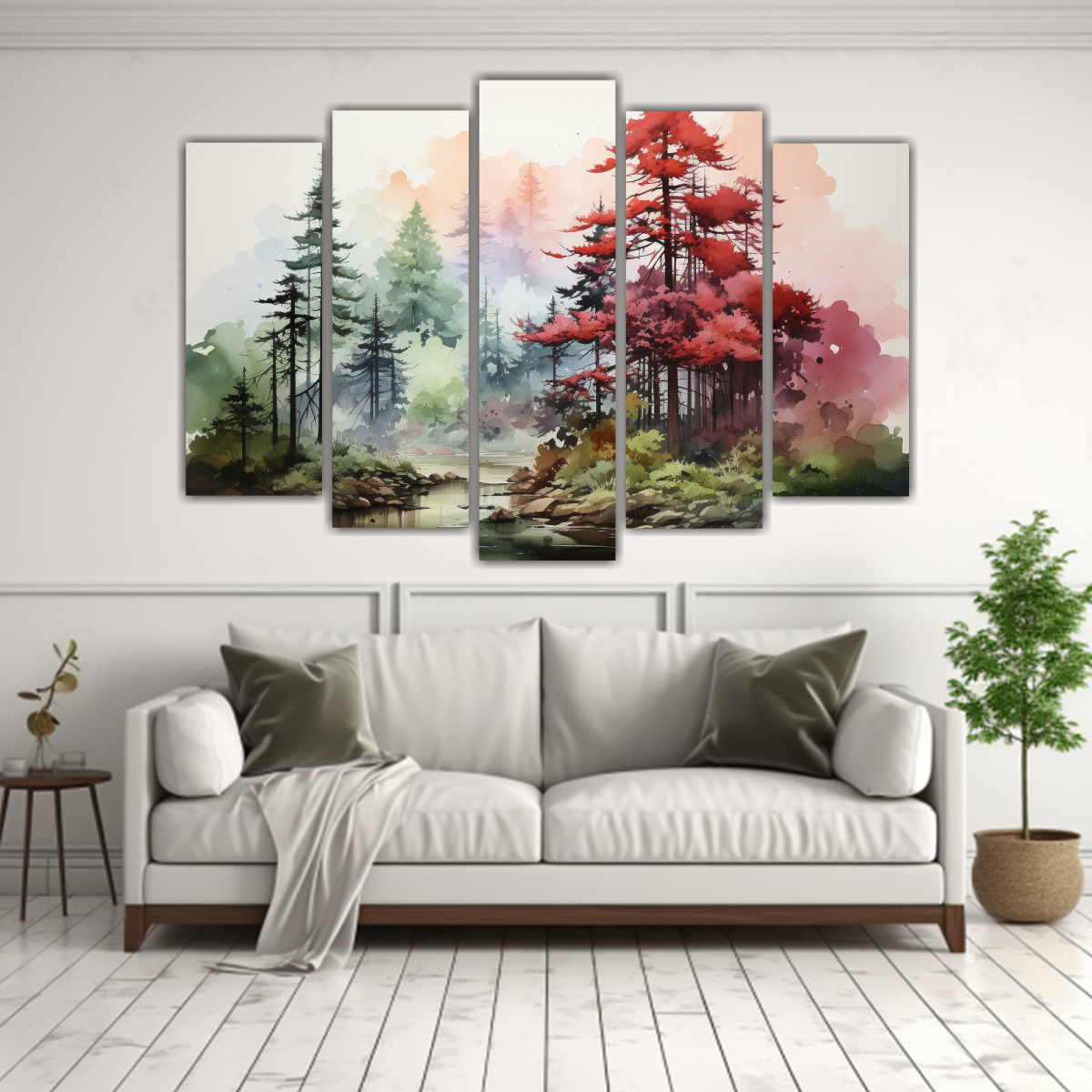 PINTURA ABSTRACTA ACUARELA ÁRBOL SECUOYA COLORES 225X150 CM - 2