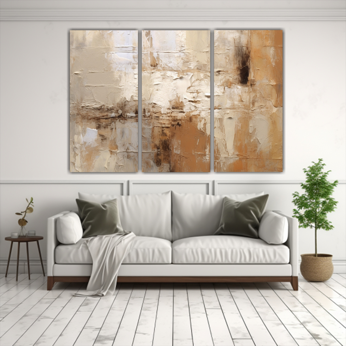 PINTURA AL ÓLEO MODERNA EN TONOS CREMA NEUTROS 60X40 CM - 2
