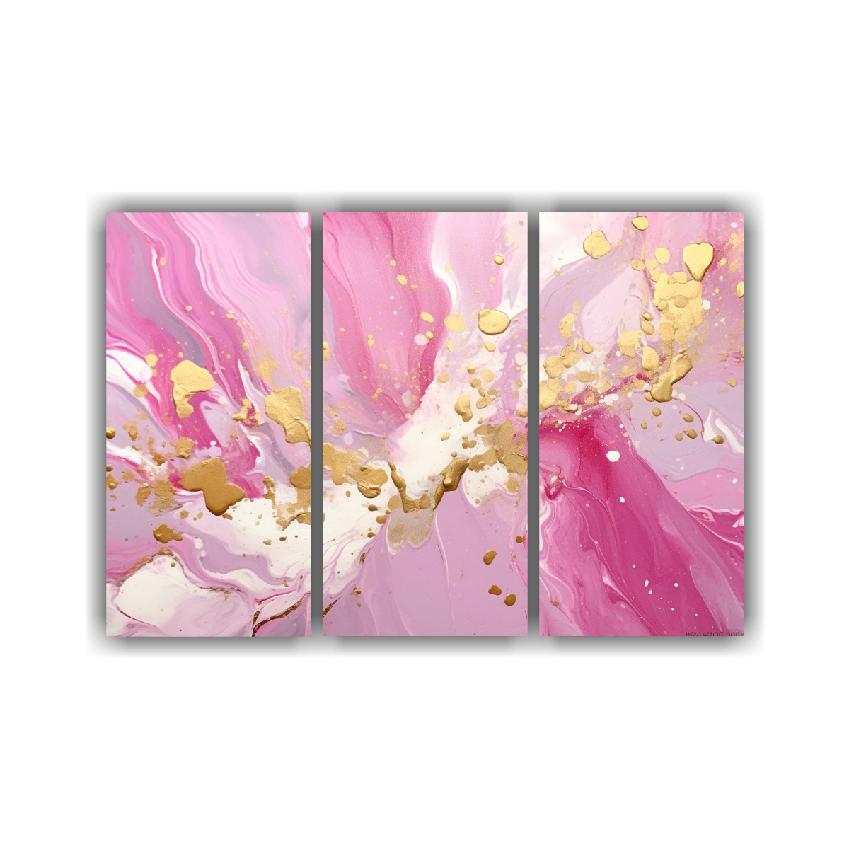 CUADRO ABSTRACTO DE REMOLINOS ROSA DORADO EN 120X80 CM - 1