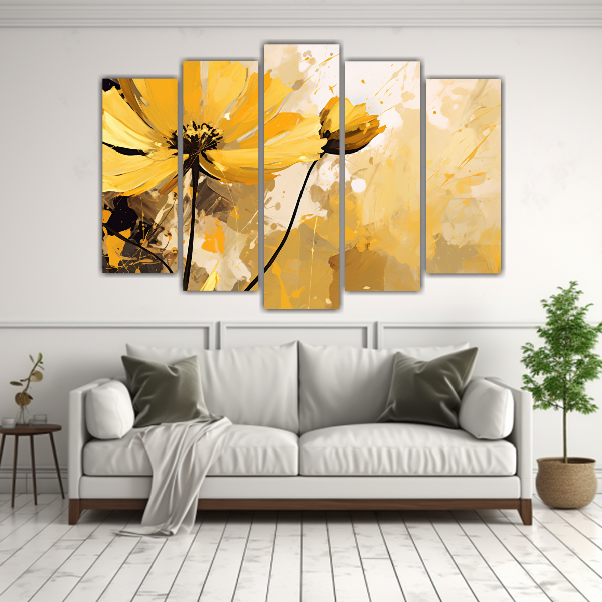 CUADRO TELA ESTILO NEONOIR, ELEGANCIA EN AMARILLO 125X75 CM - 2