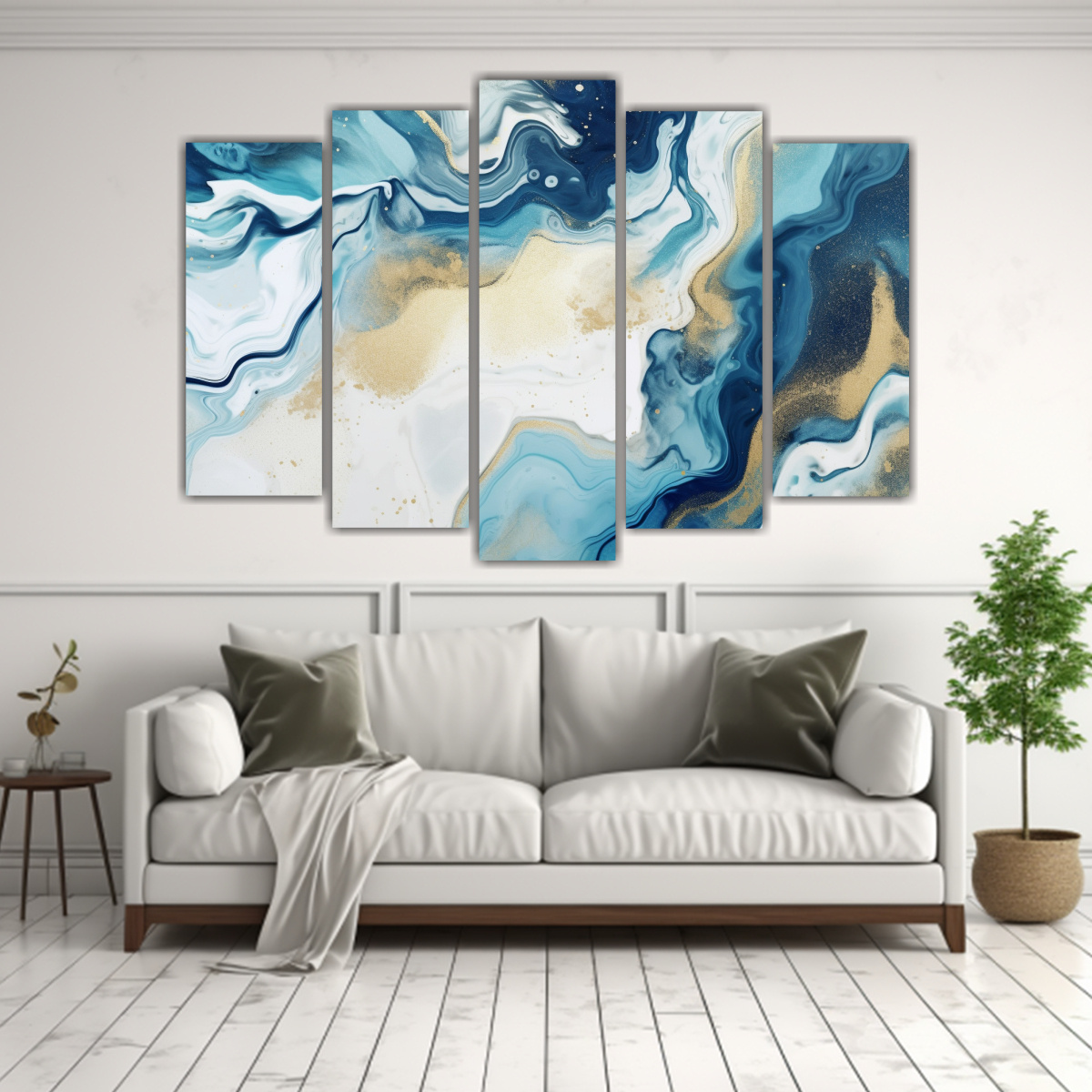 CUADRO PARED MOVIMIENTO ABSTRACTO OCÉANO TEXTURA 225X150 CM - 2