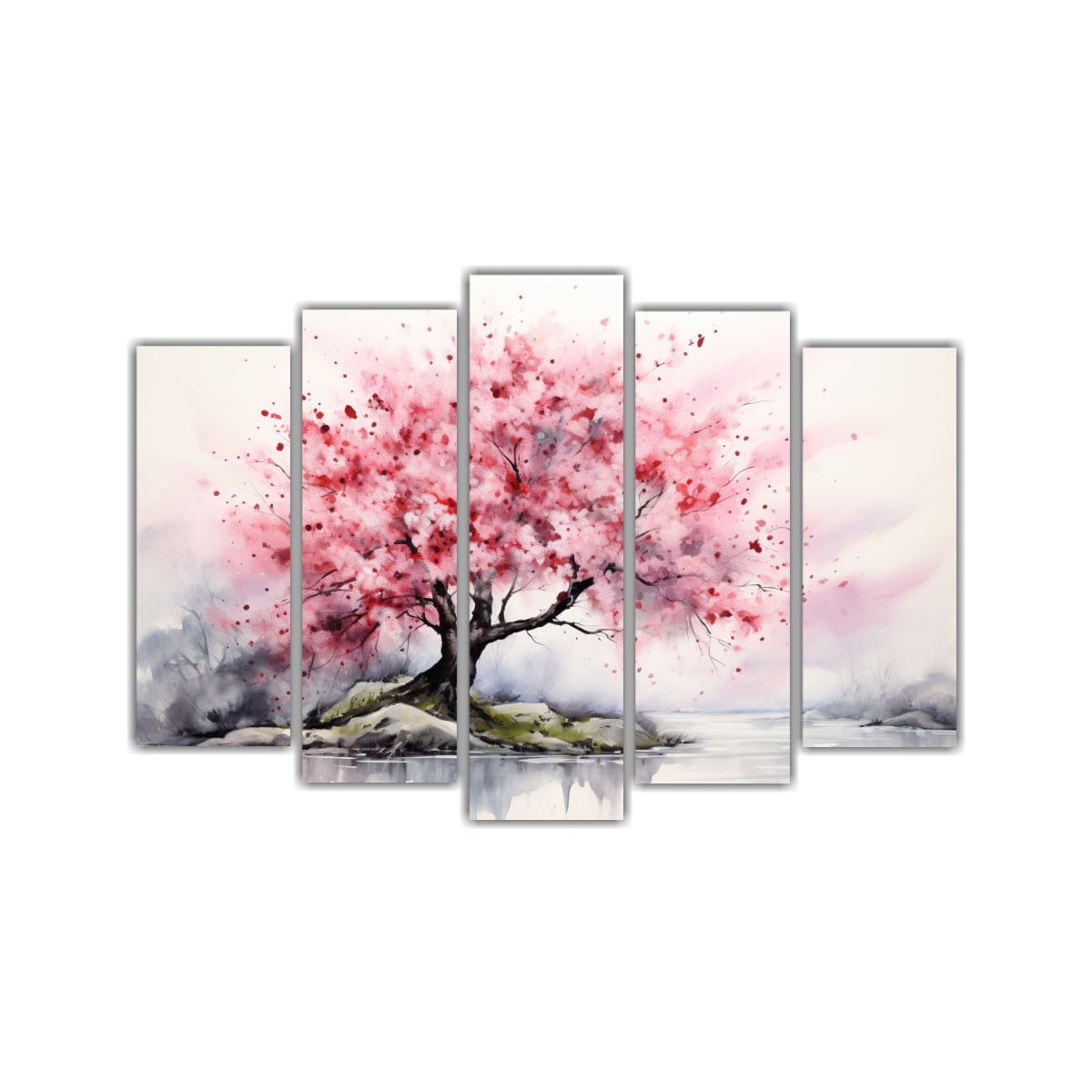 PINTURAS ABSTRACTAS DE CEREZOS EN FLOR EN CINCO 225X150 CM - 1