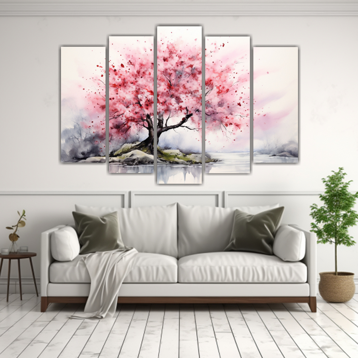 PINTURAS ABSTRACTAS DE CEREZOS EN FLOR EN CINCO 225X150 CM - 2