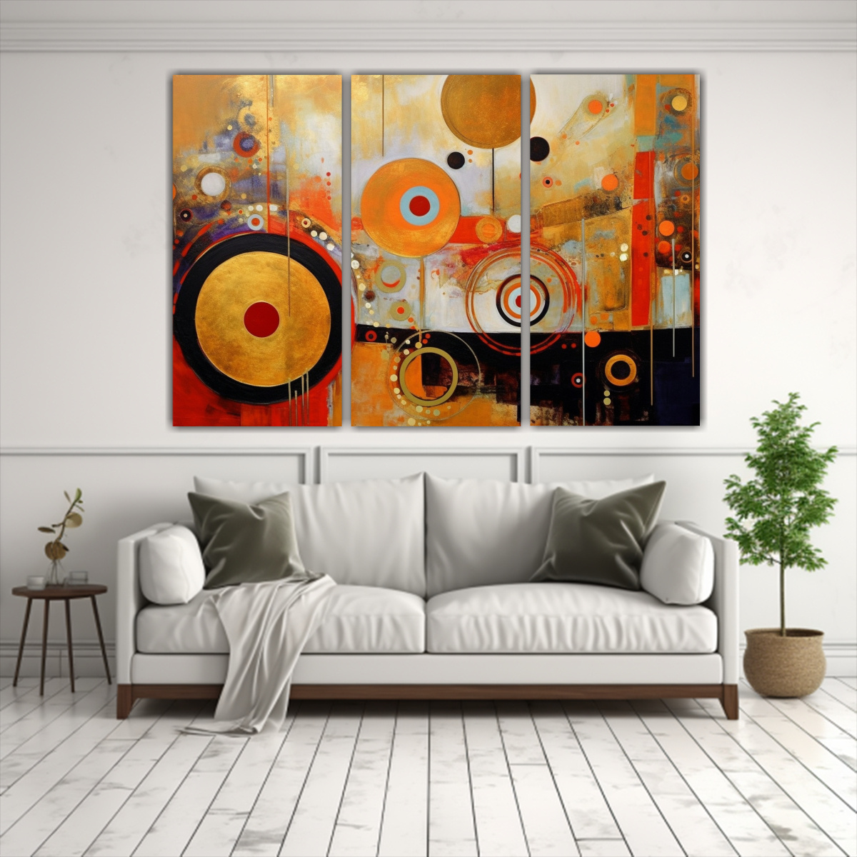 CUADROS DECORATIVOS CON ACUARELA Y HOJA DE ORO 120X80 CM - 2