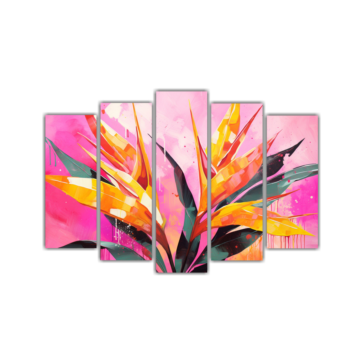 PINTURAS DE DECORACIÓN CON HOJAS DE HELICONIA EN 150X100 CM - 1