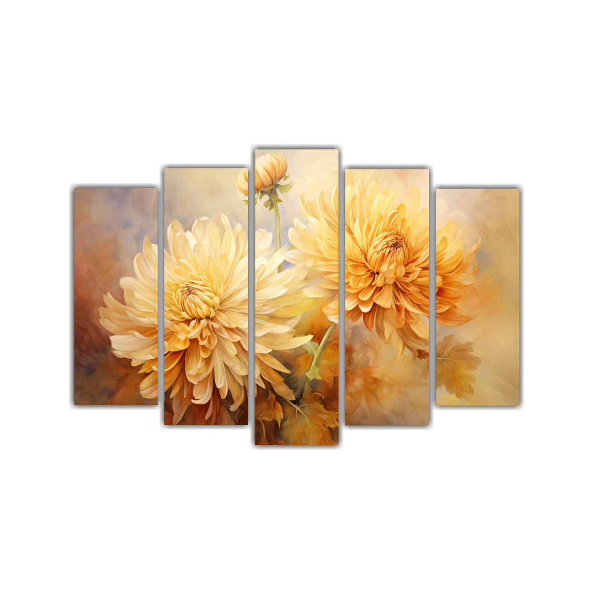 PINTURA ABSTRACTA DE FLORES DE CRISANTEMO EN 125X75 CM - 1