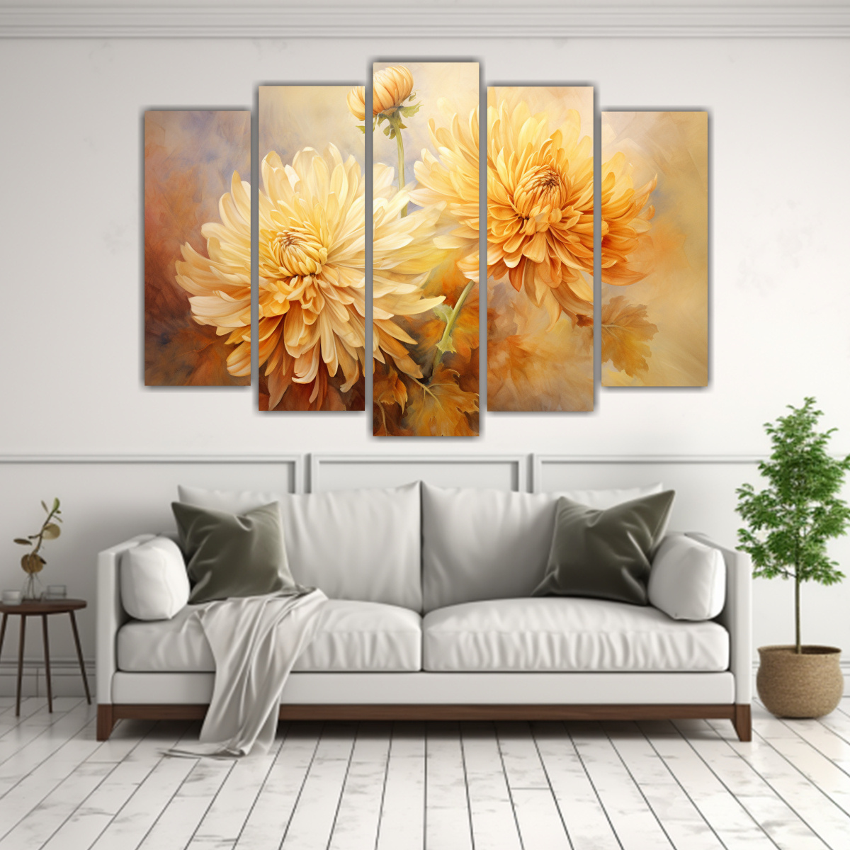 PINTURA ABSTRACTA DE FLORES DE CRISANTEMO EN 125X75 CM - 2