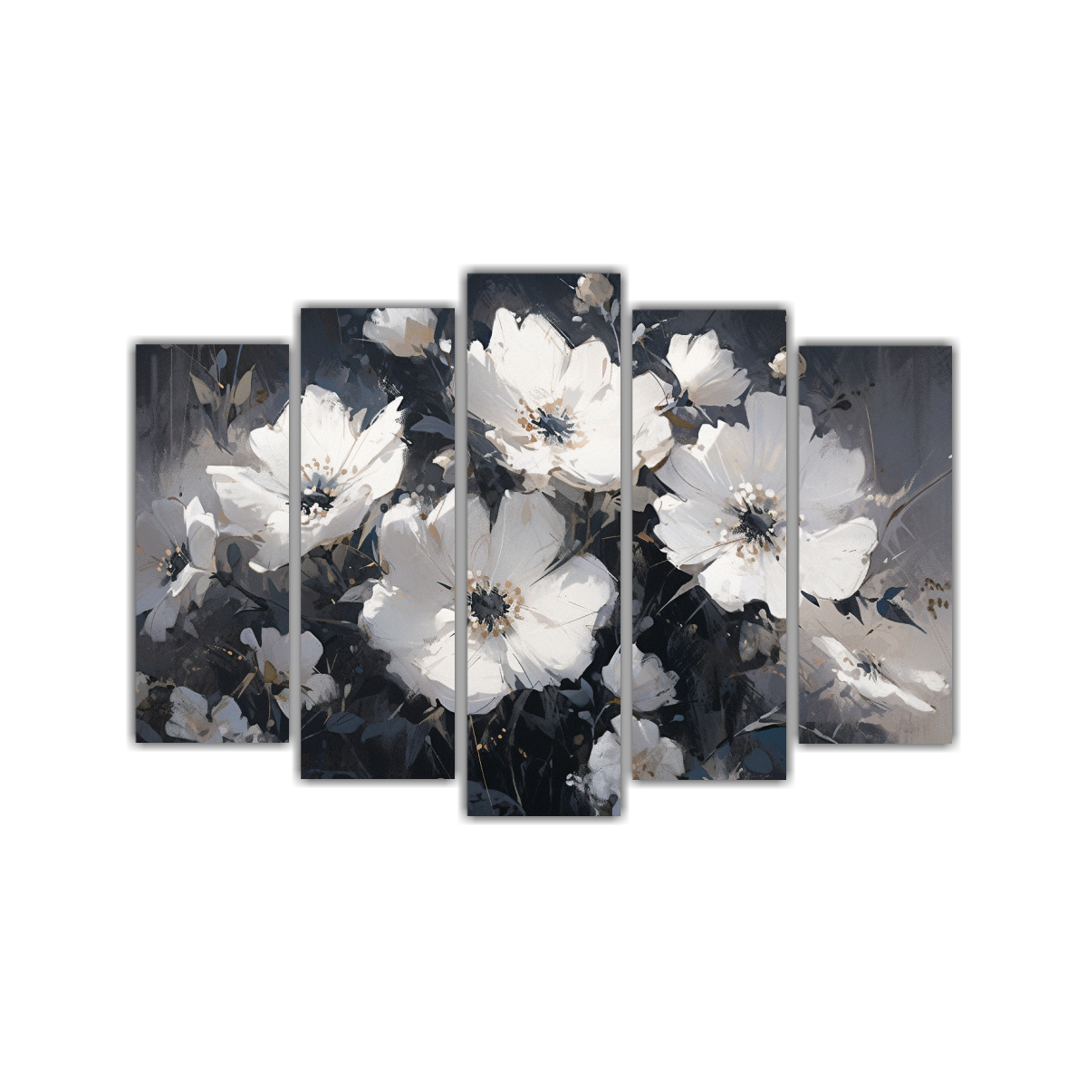CUADRO FLORES BLANCO Y NEGRO EN BASTIDOR, 225X150 CM - 1