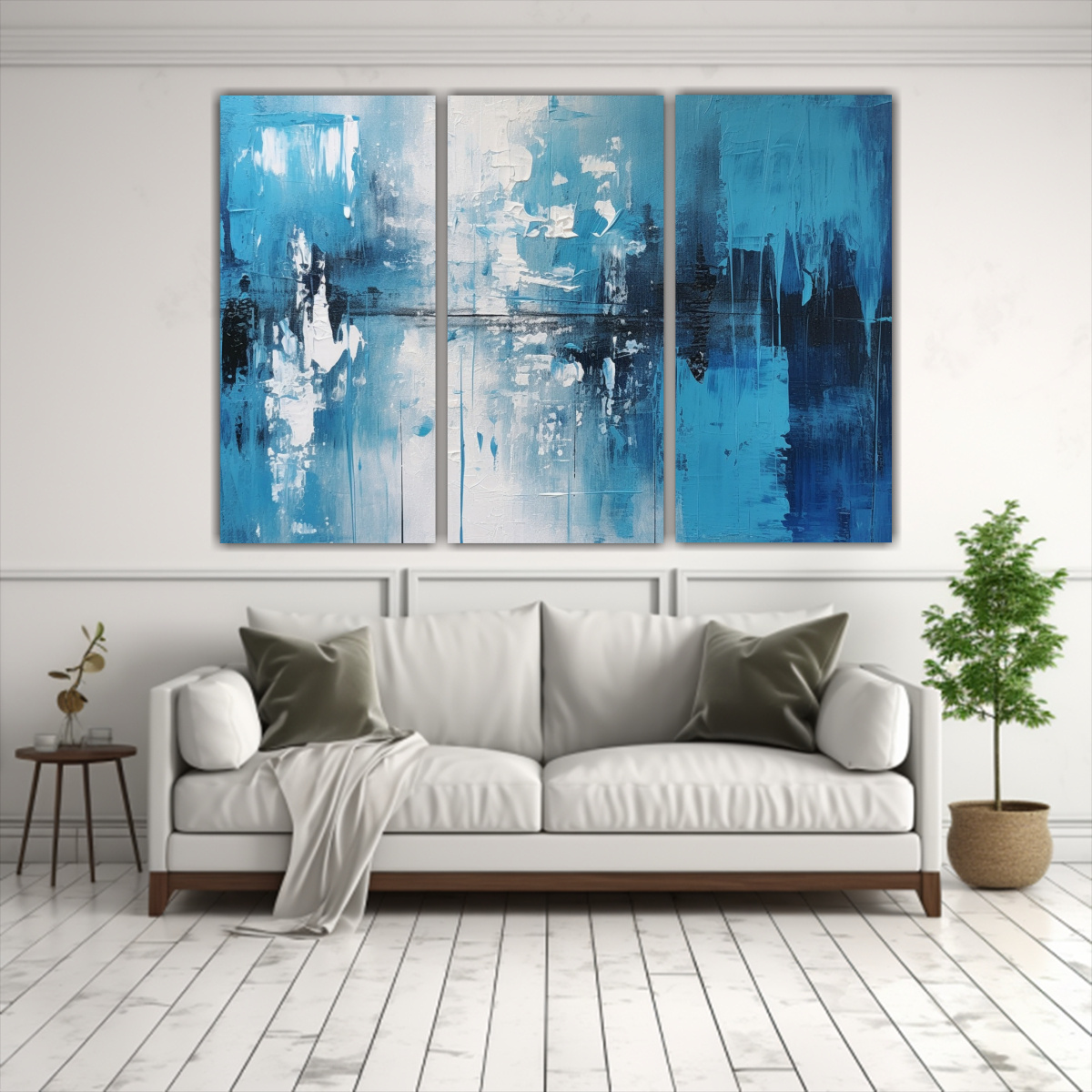 CUADROS ABSTRACTOS EN TONOS DE AZUL PARA 120X80 CM - 2