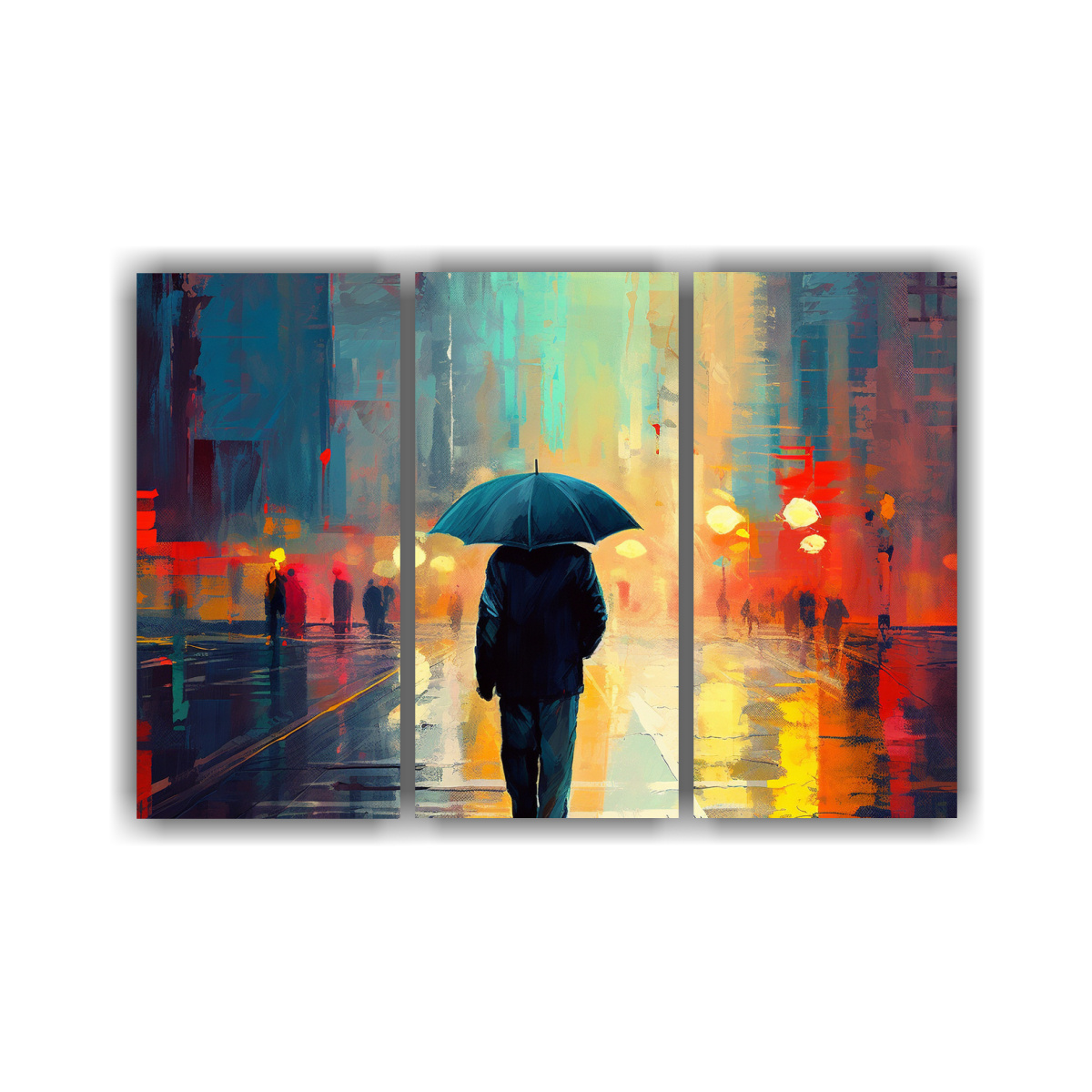CUADRO DECORATIVO HOMBRE MAYOR CON PARAGUAS 120X80 CM - 1