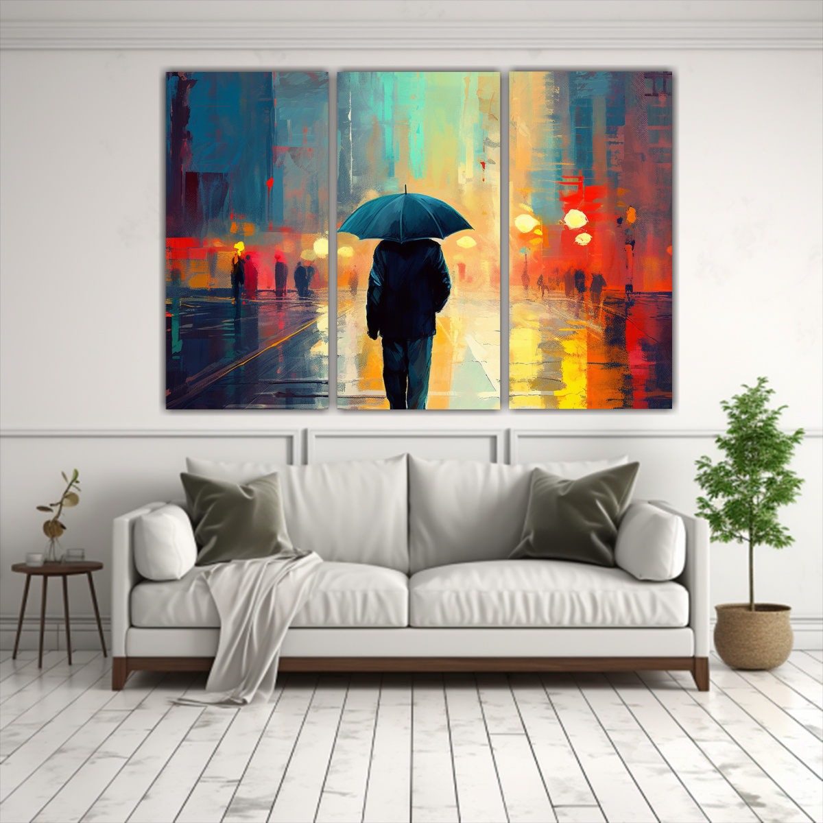 CUADRO DECORATIVO HOMBRE MAYOR CON PARAGUAS 120X80 CM - 2