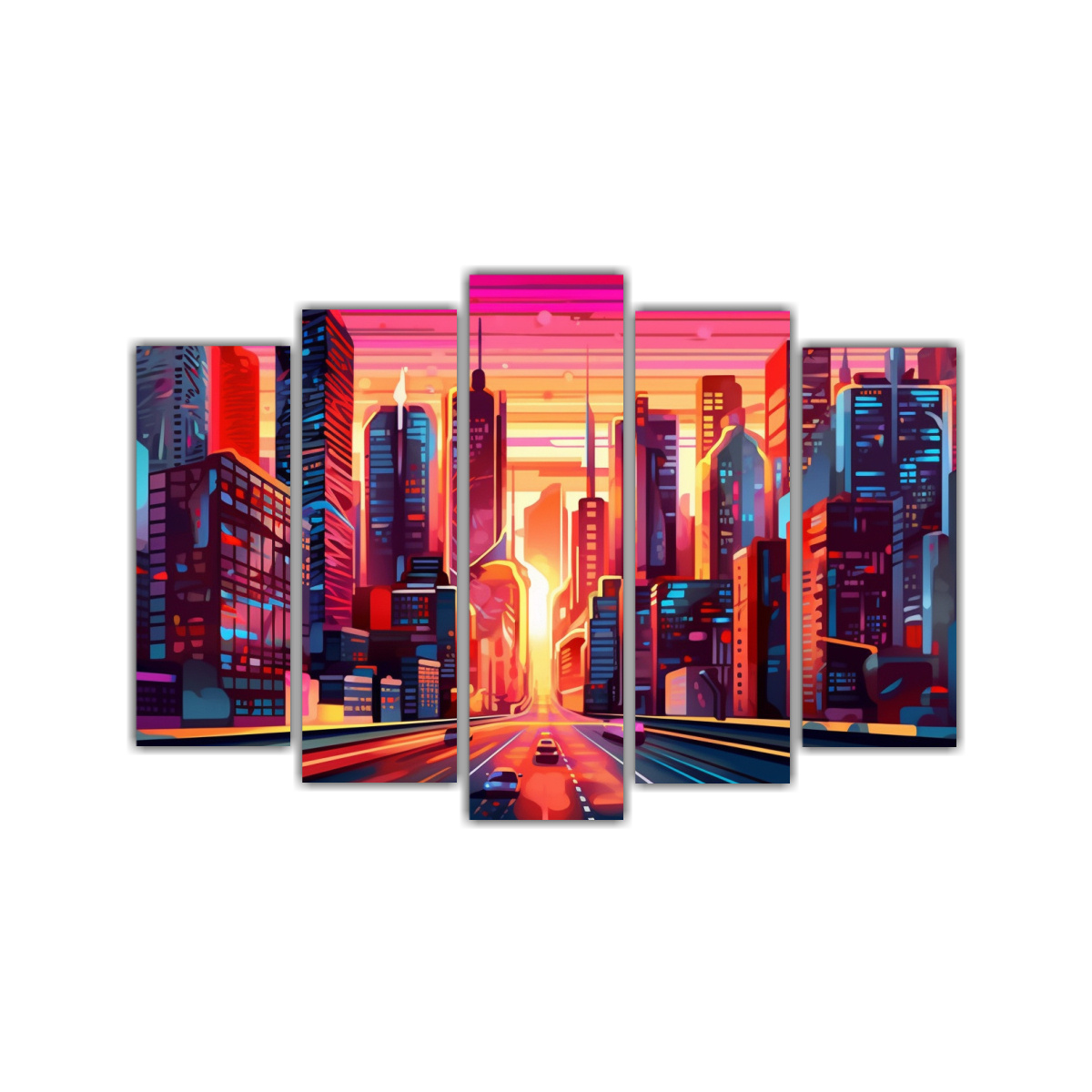PINTURAS DE ARTE EN LIENZO DE CIUDAD NEO 225X150 CM - 1