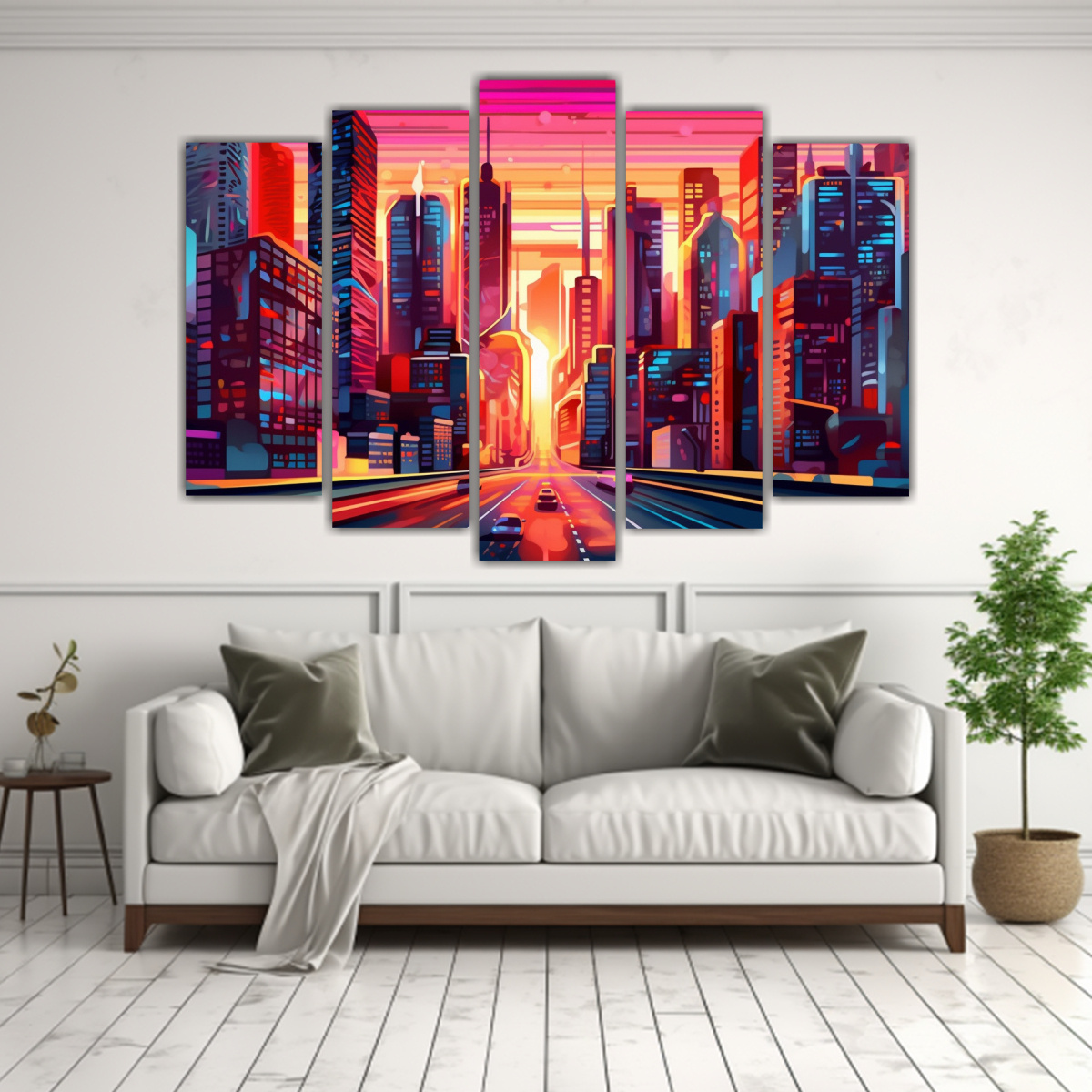 PINTURAS DE ARTE EN LIENZO DE CIUDAD NEO 225X150 CM - 2