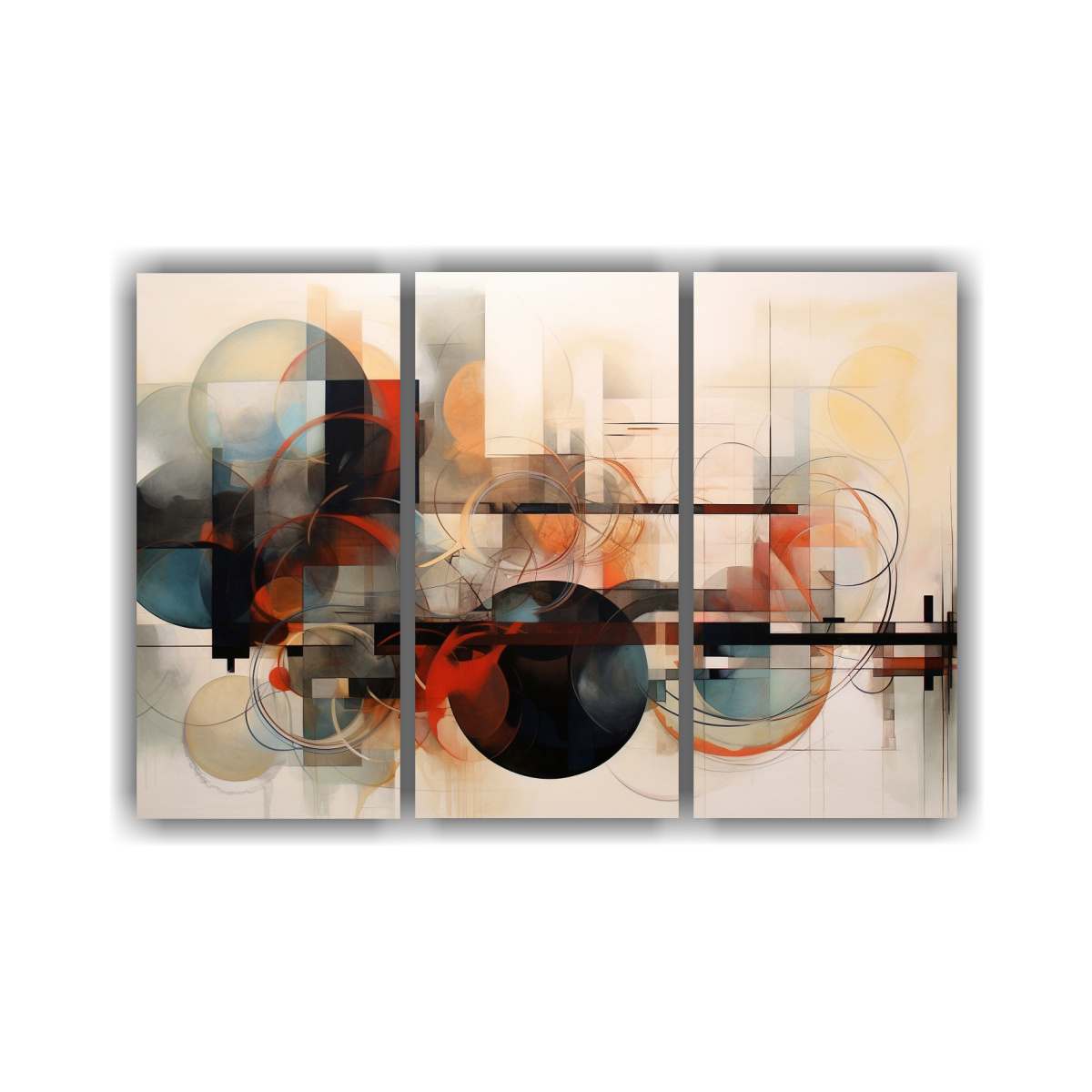 PINTURAS ABSTRACTAS GEOMÉTRICAS INTENSAS CON 90X60 CM - 1