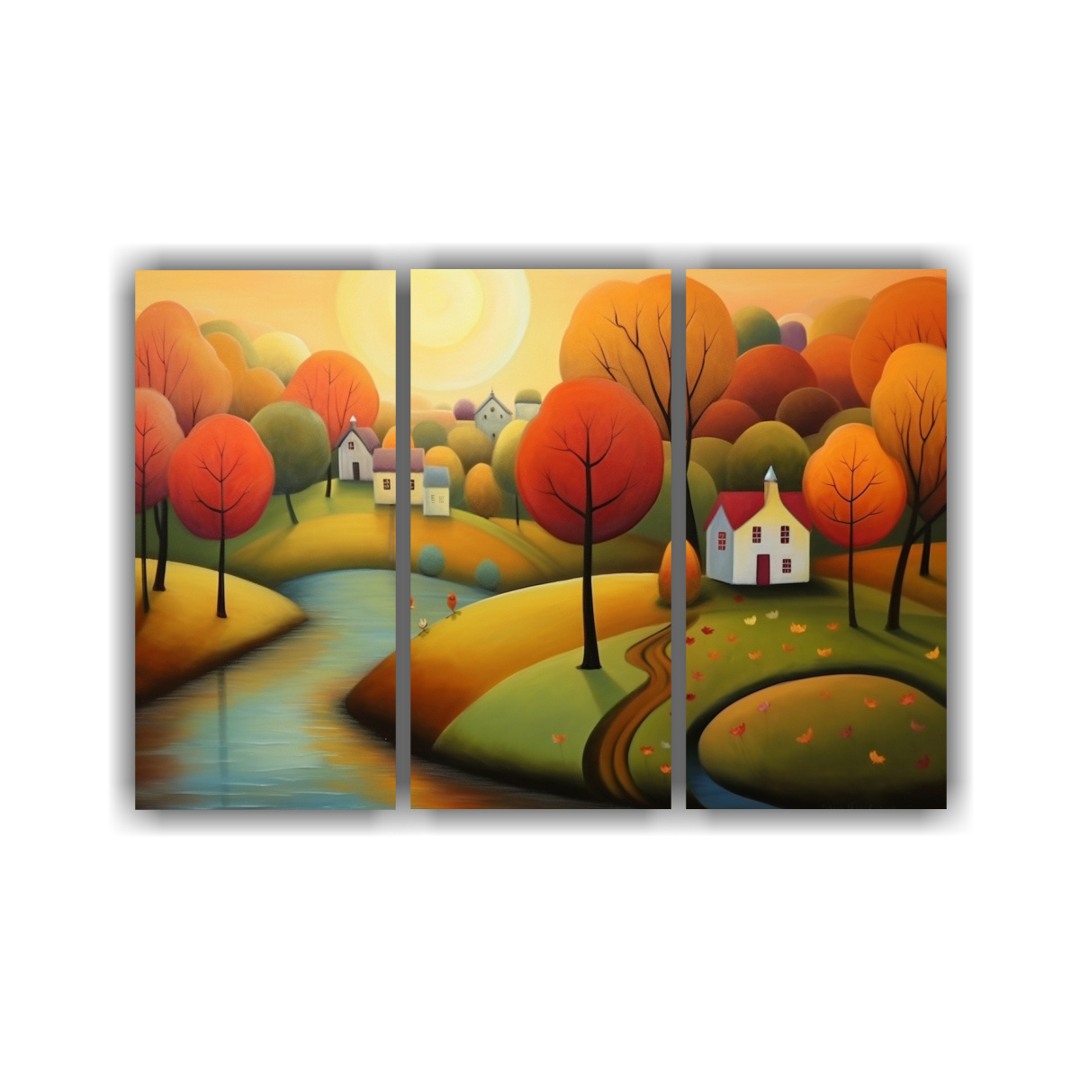 PAISAJE OTOÑAL SIMÉTRICO, DECORACIÓN DE PARED 180X120 CM - 1