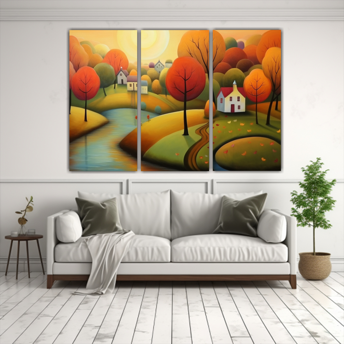 PAISAJE OTOÑAL SIMÉTRICO, DECORACIÓN DE PARED 180X120 CM - 2