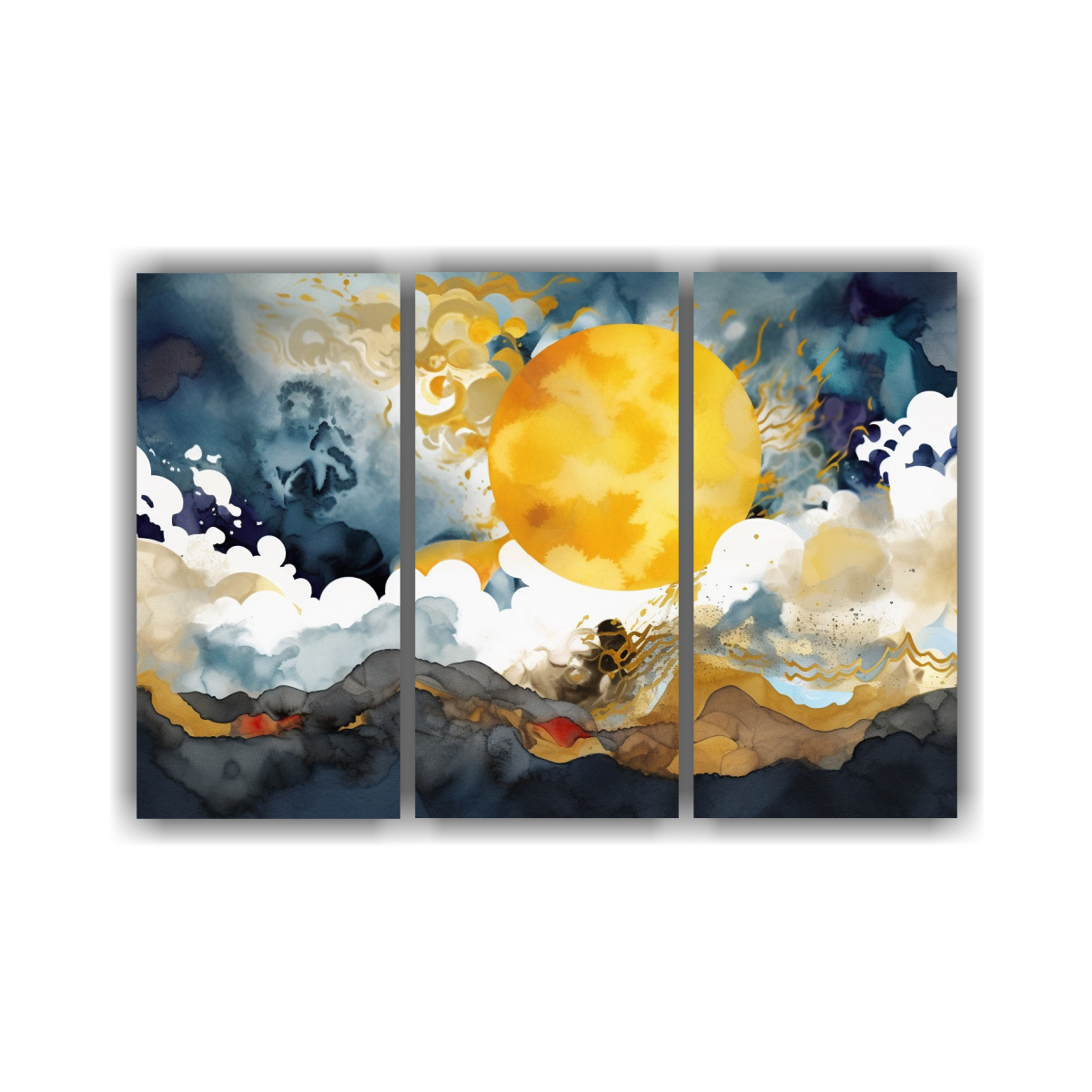 CUADRO VINTAGE CON SOL DORADO A LA DERECHA Y 60X40 CM - 1
