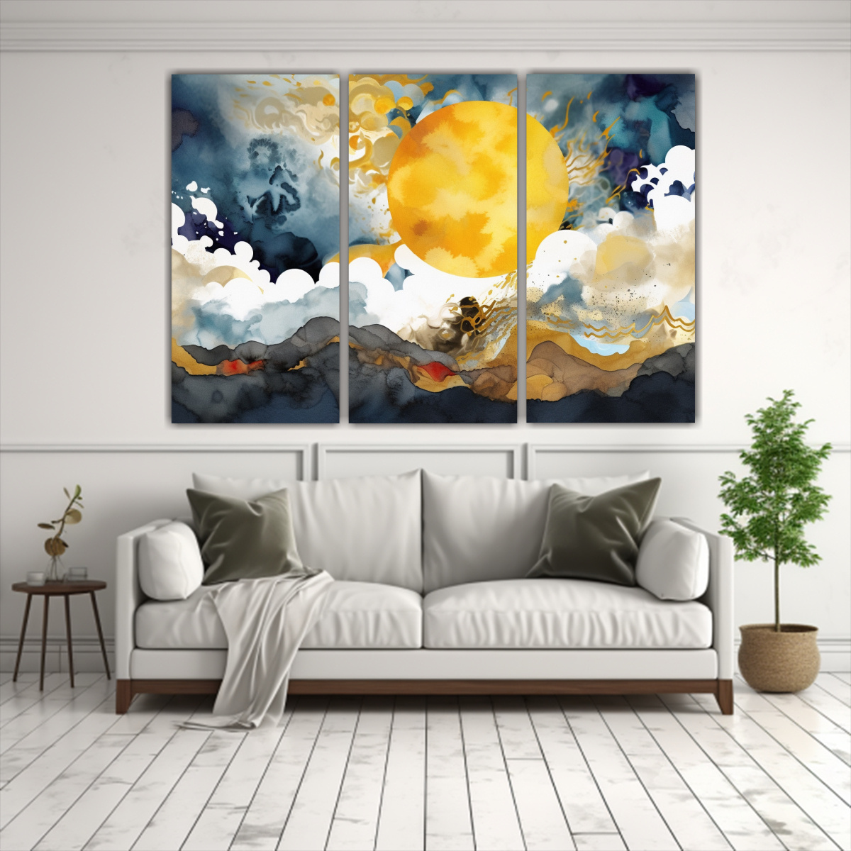 CUADRO VINTAGE CON SOL DORADO A LA DERECHA Y 60X40 CM - 2
