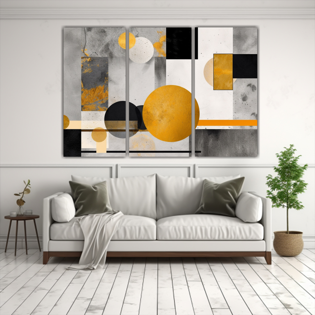 ELEMENTOS GEOMÉTRICOS GRISES EN PINTURAS 180X120 CM - 2