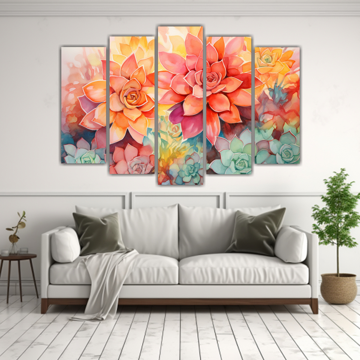 CUADROS ABSTRACCIÓN RELIEVE SUCULENTAS FLORES 150X100 CM - 2