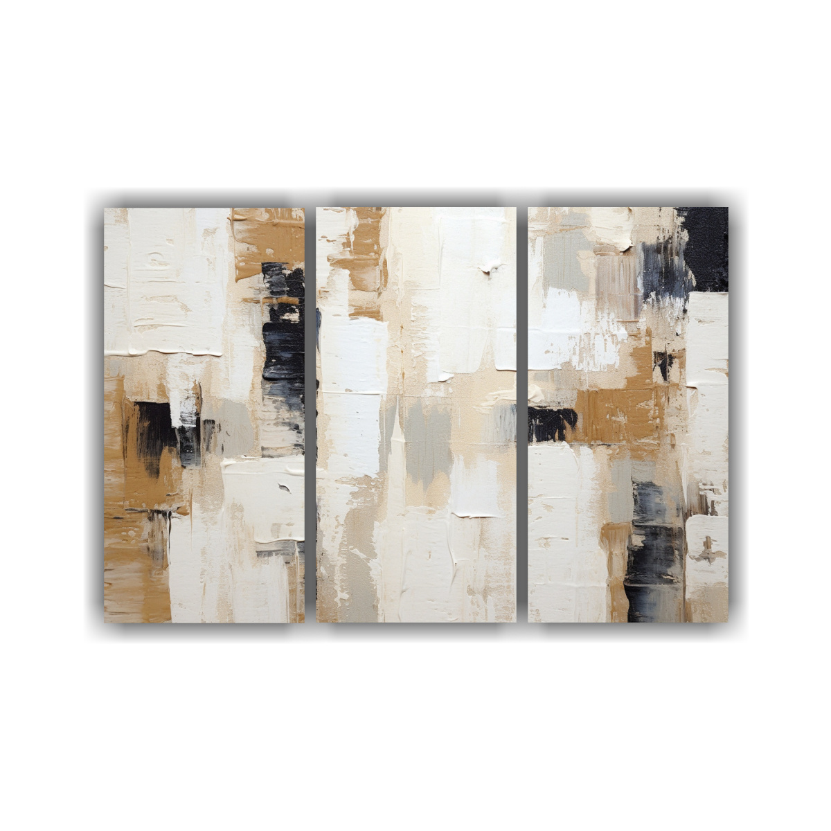 CONJUNTO 3 LIENZOS BLANCO ABSTRACTO MINIMALISTA 150X100 CM - 1