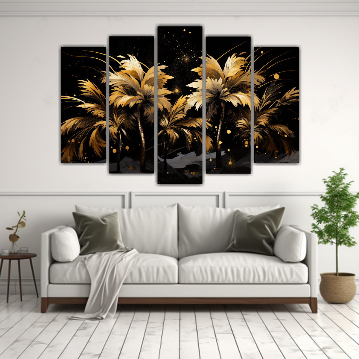 CUADRO ABSTRACTO ADORNO ÁRBOL TROPICAL EN ORO Y 150X100 CM - 2