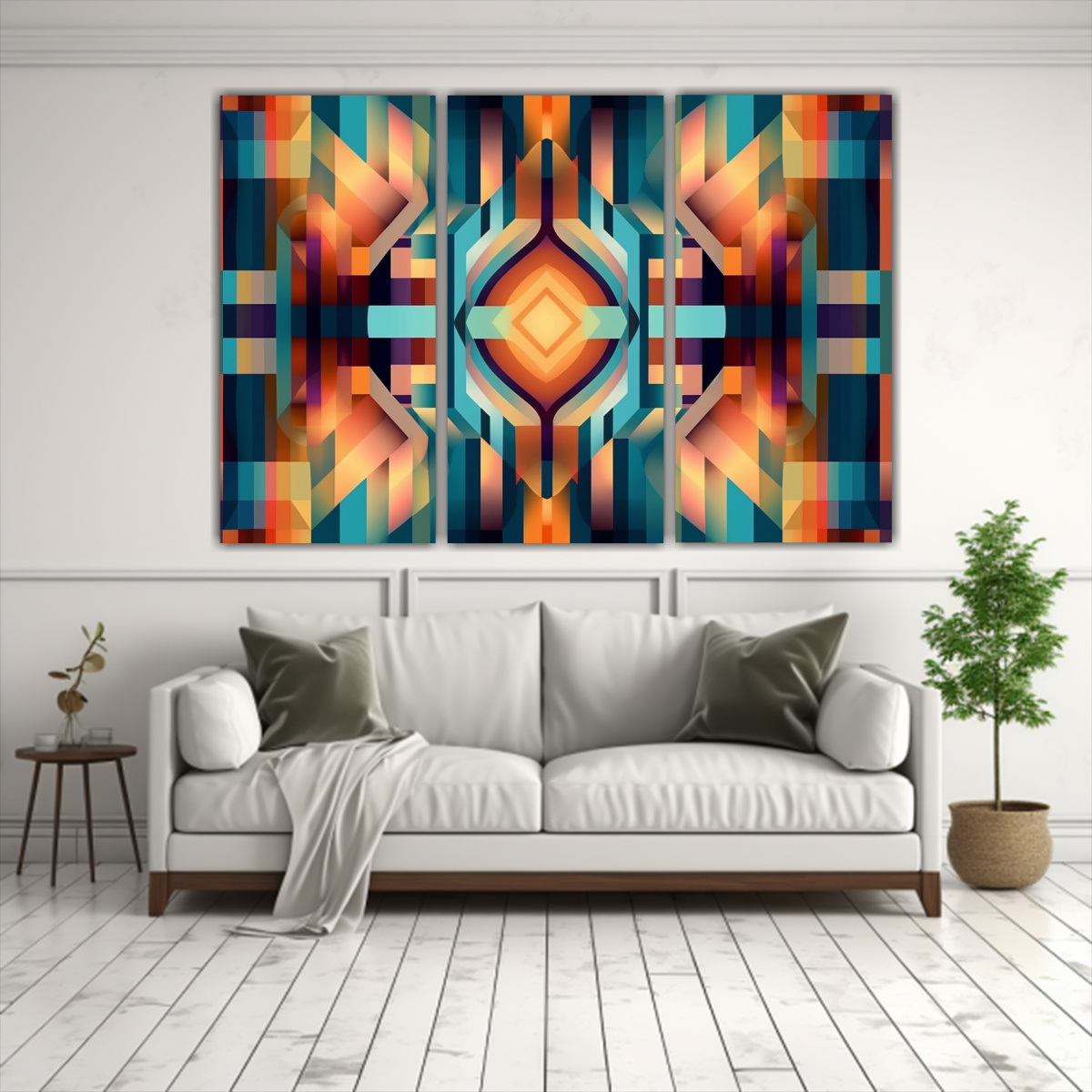 PATRÓN GEOMÉTRICO RETRO ABSTRACTO EN TONOS 240X160 CM - 2