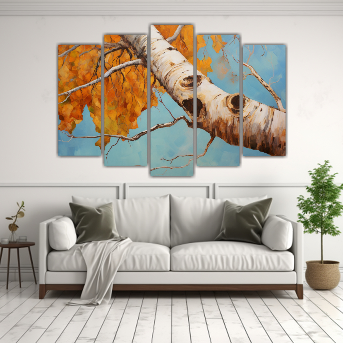 PINTURA ABSTRACTA DE ÁRBOL ASPEN CON SIMETRÍA 125X75 CM - 2
