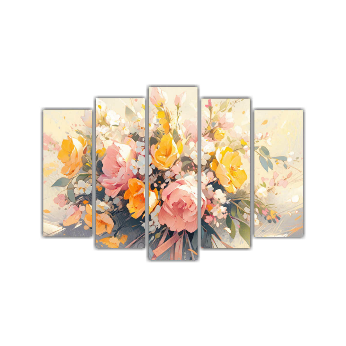 CUADRO DE FLORES AMARILLAS Y ROSAS EN LIENZO PARA 100X65 CM - 1