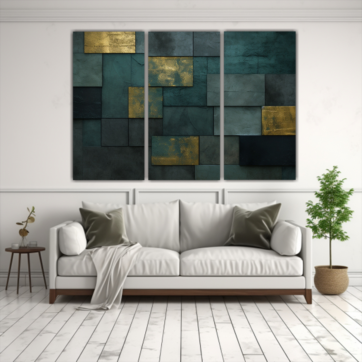 CONJUNTO 3 LIENZOS TELA ABSTRACCIÓN ESPACIO 75X50 CM - 2