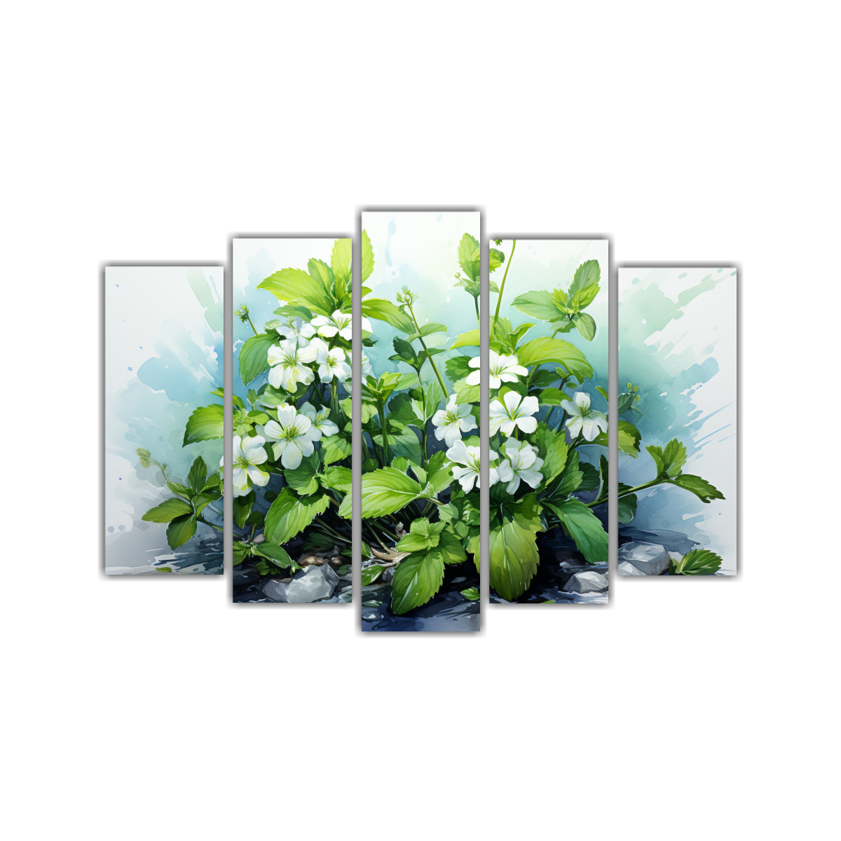 PINTURAS DECORATIVAS: MOTIVO DE HIERBAS DE MENTA 125X75 CM - 1