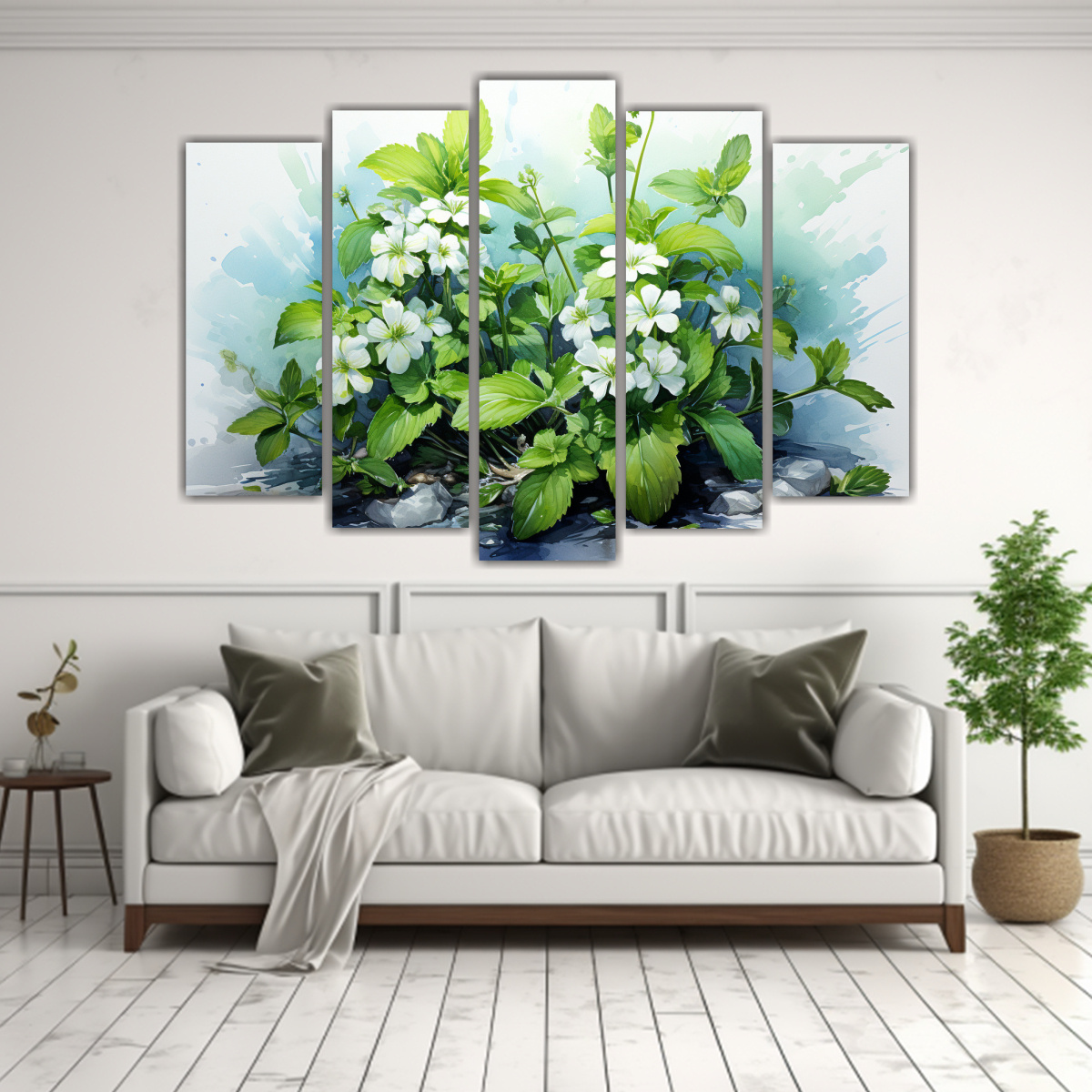 PINTURAS DECORATIVAS: MOTIVO DE HIERBAS DE MENTA 125X75 CM - 2