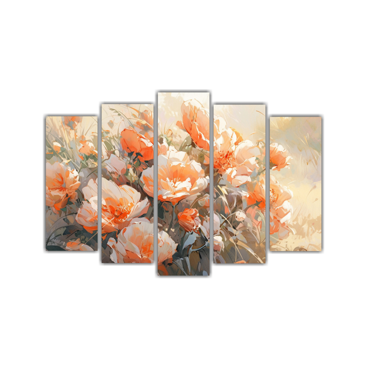 CUADRO DE FLORES EN TONOS NARANJA Y ROSA PARA 150X100 CM - 1