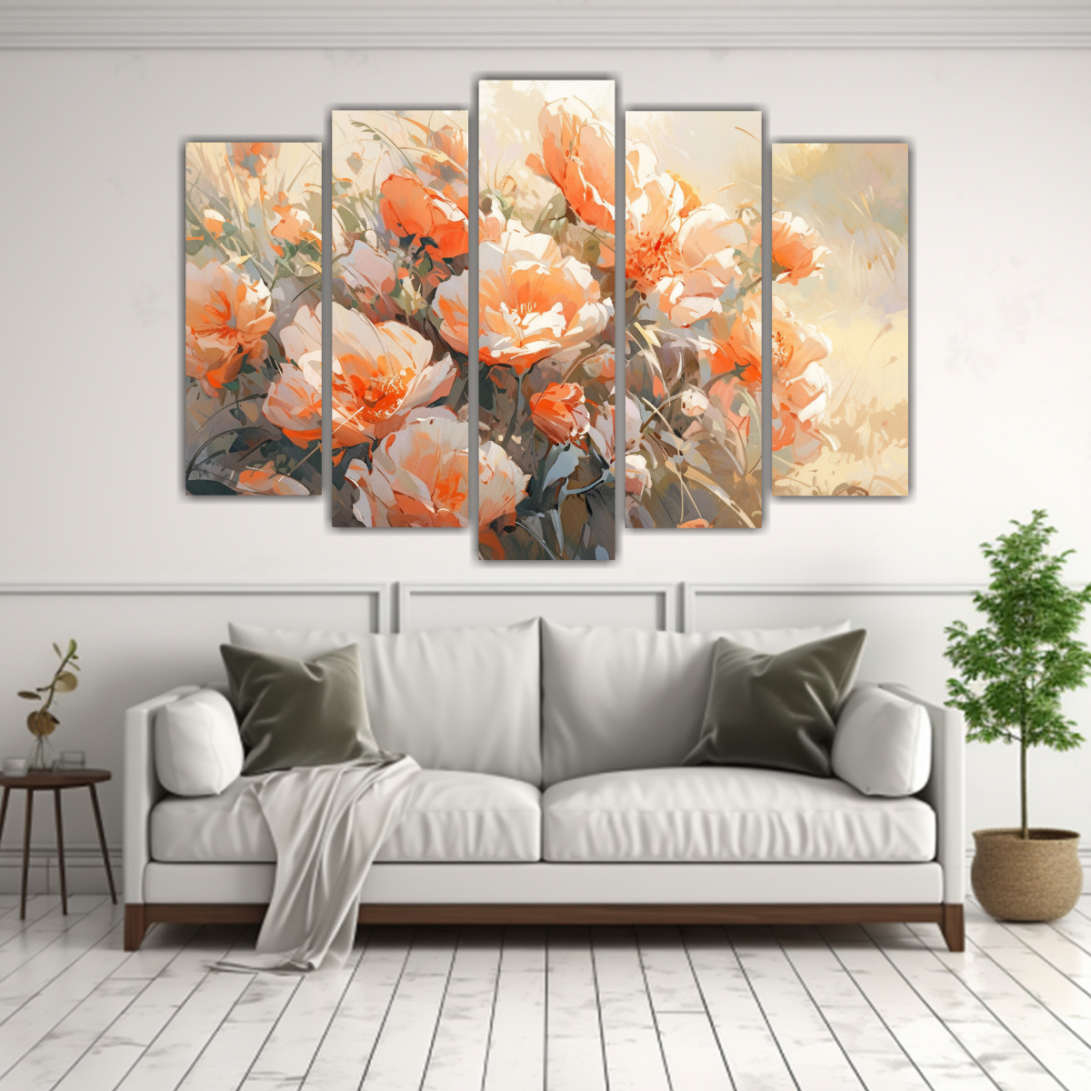 CUADRO DE FLORES EN TONOS NARANJA Y ROSA PARA 150X100 CM - 2