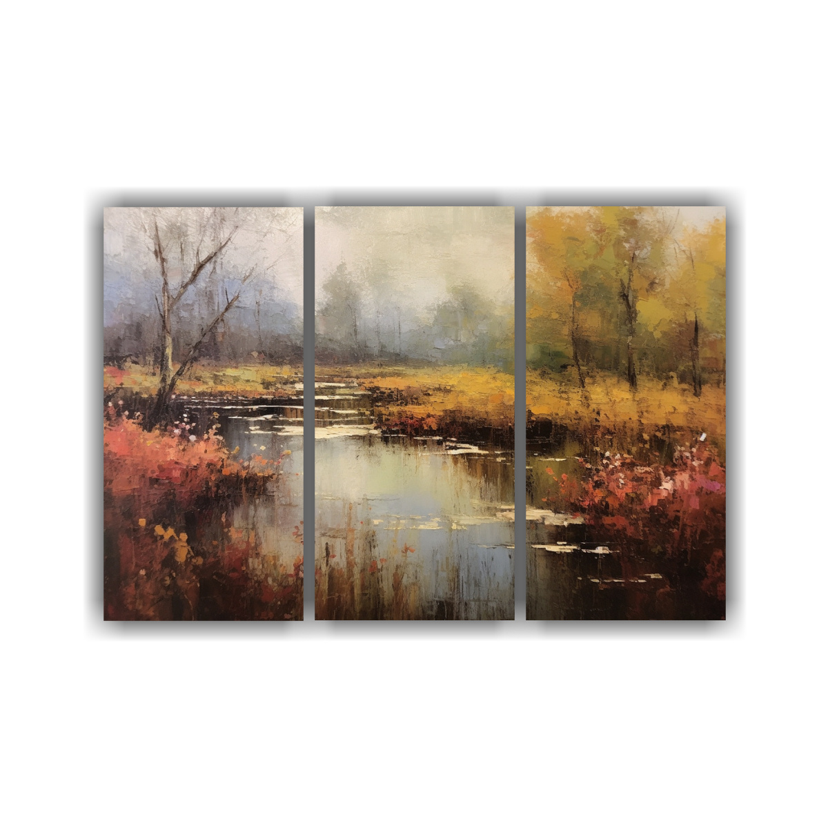CUADROS MODERNOS PAISAJE SEMI ABSTRACTO EN ÓLEO 105X70 CM - 1