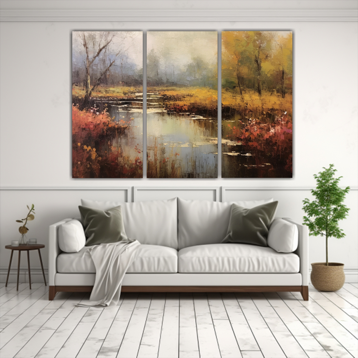 CUADROS MODERNOS PAISAJE SEMI ABSTRACTO EN ÓLEO 105X70 CM - 2