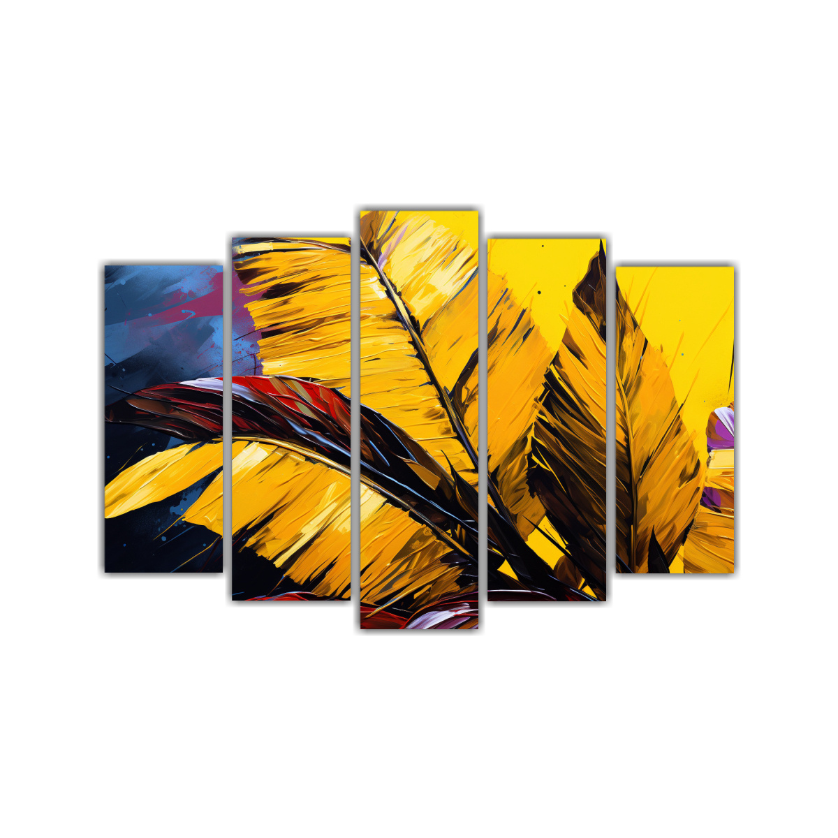 PINTURAS MINIMALISTAS DE HOJAS DE PALMA AMARILLAS 150X100 CM - 1