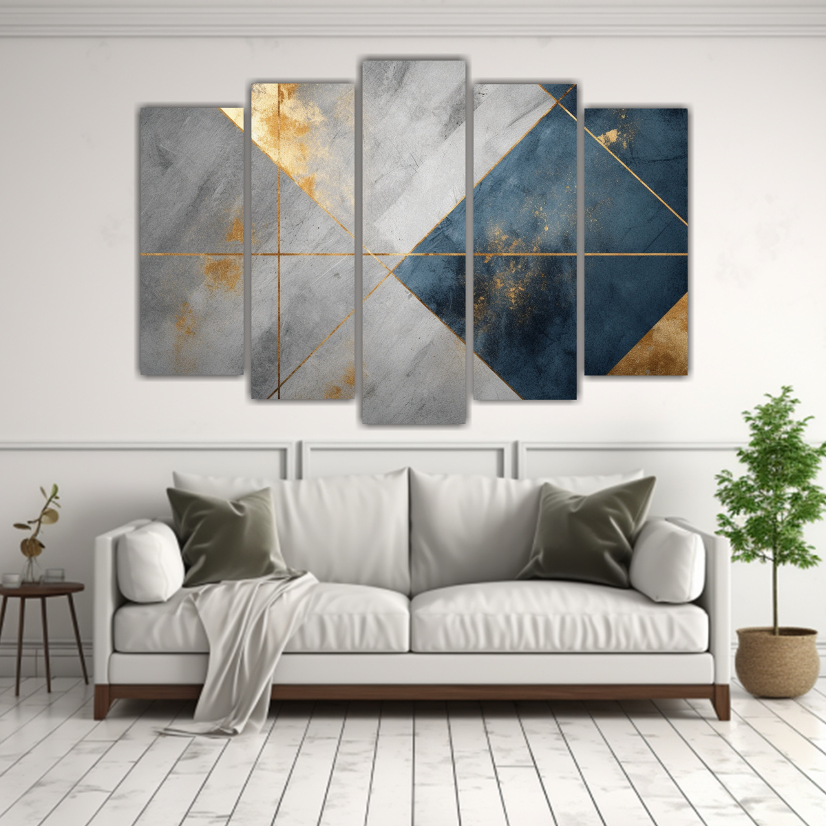 PINTURAS DECORATIVAS: ABSTRACTO GRIS AZUL CON UN 100X65 CM - 2