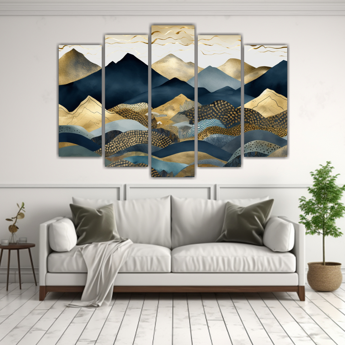 PAISAJE MONTAÑAS ORO AZUL DECORATIVO HORIZONTAL 225X150 CM - 2