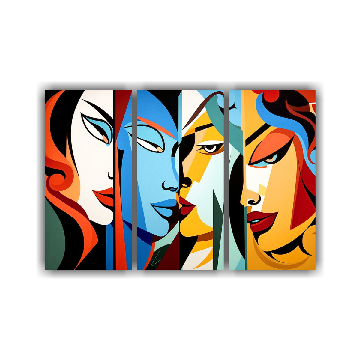 CUADROS ABSTRACTOS CON CUATRO ROSTROS EN COLORES 150X100 CM - 1