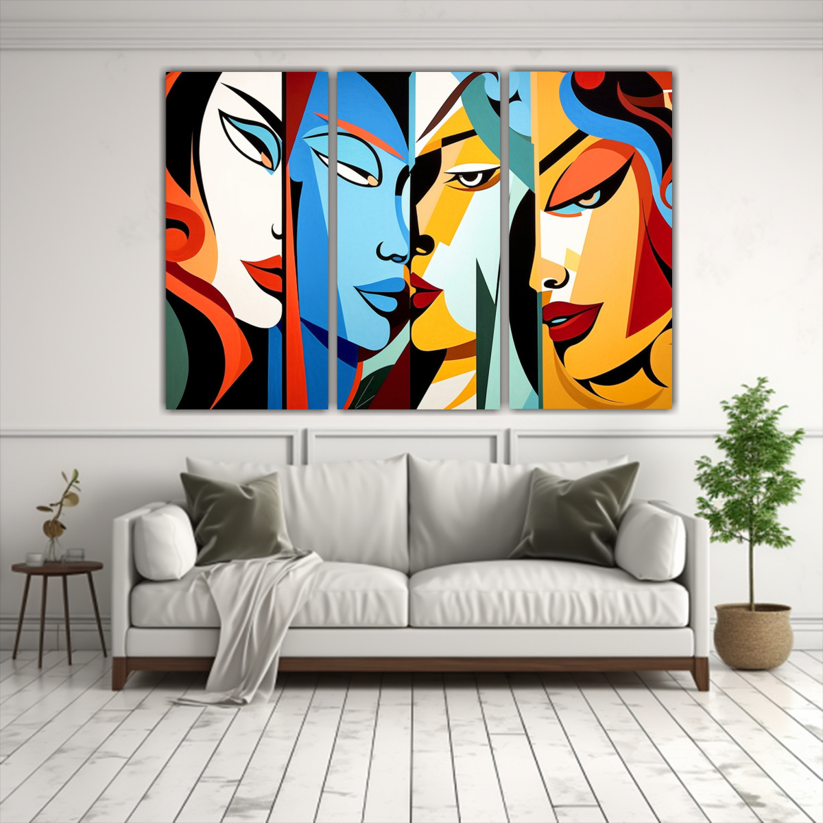 CUADROS ABSTRACTOS CON CUATRO ROSTROS EN COLORES 150X100 CM - 2