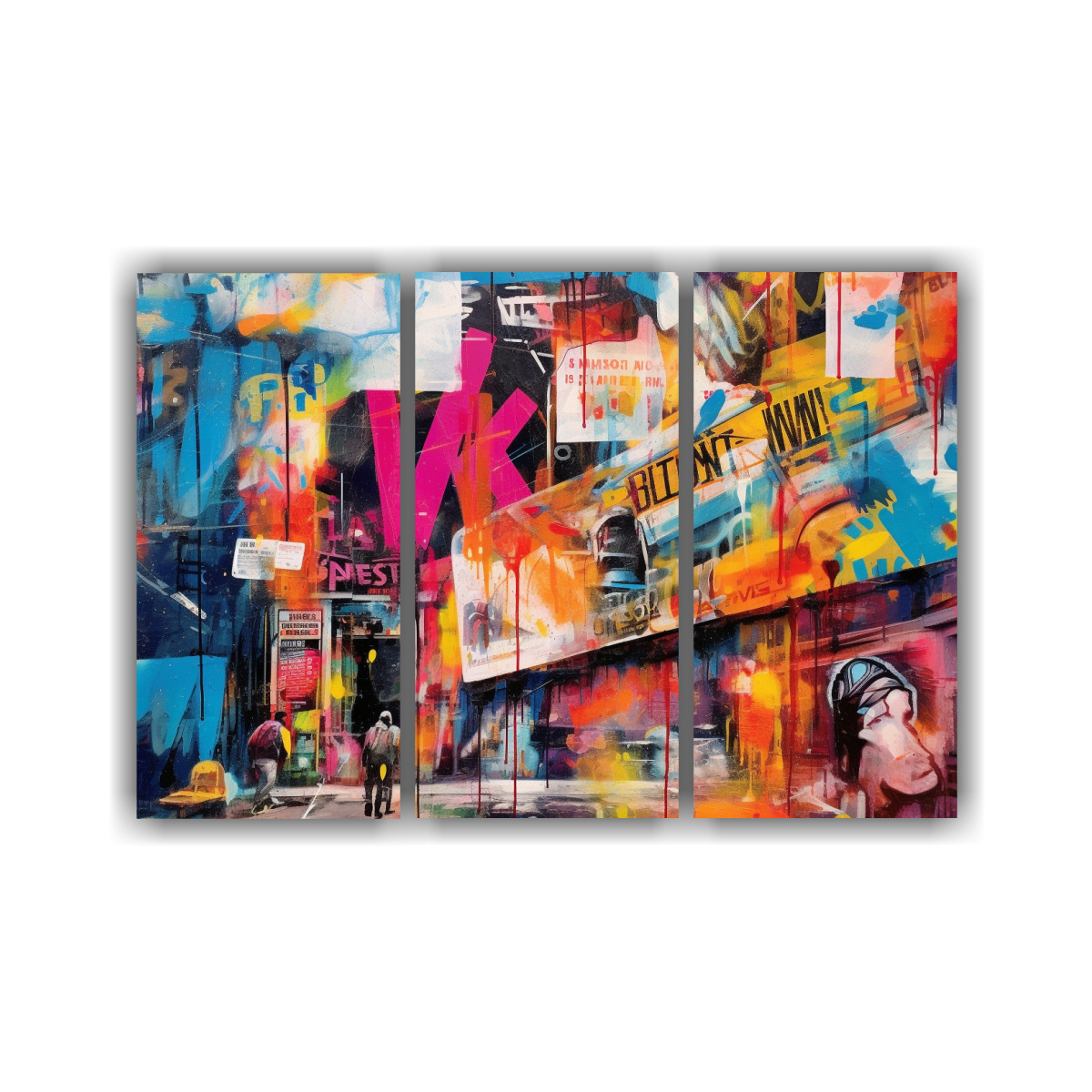 CONJUNTO 3 CUADROS DISEÑO MURAL EN MOVIMIENTO 210X140 CM - 1