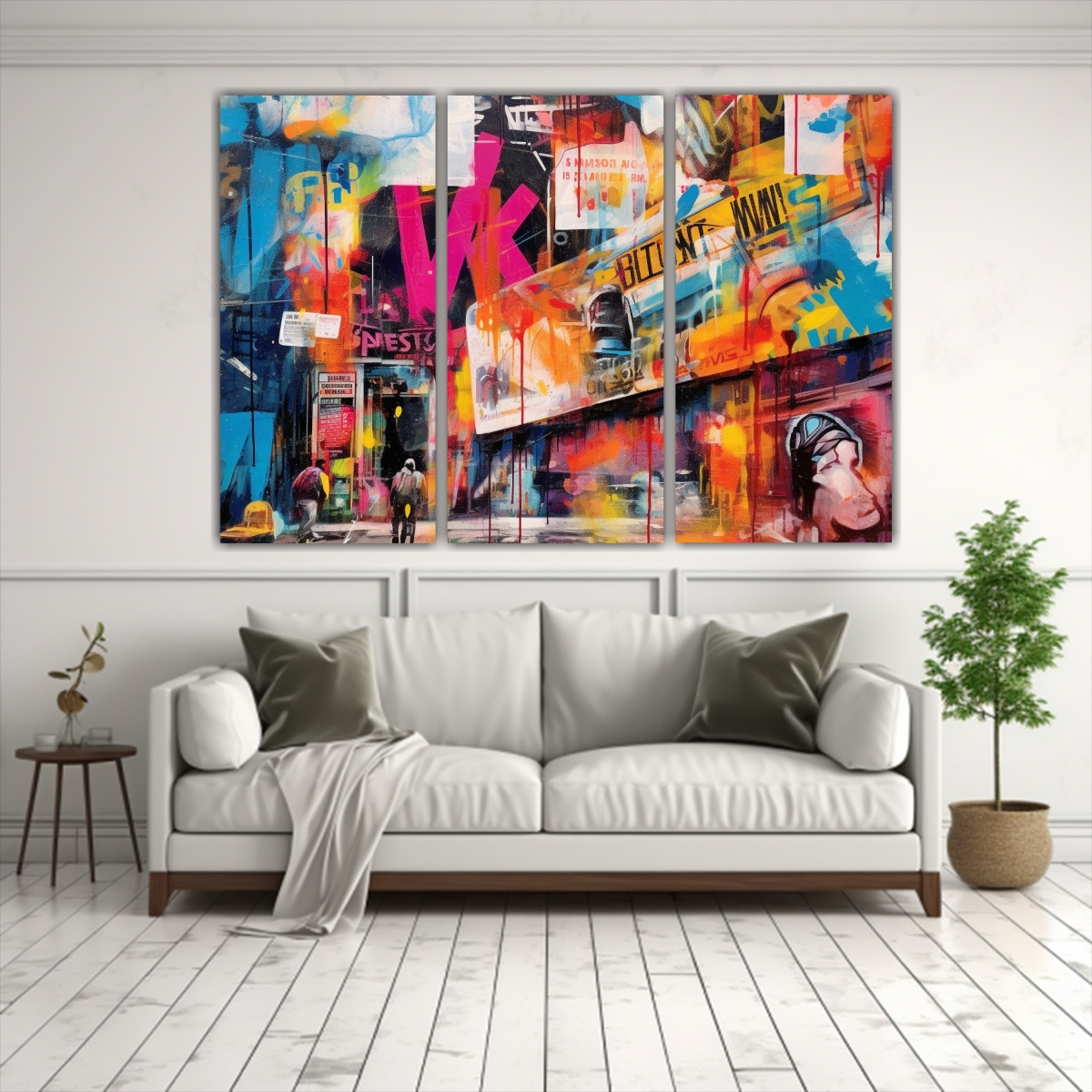 CONJUNTO 3 CUADROS DISEÑO MURAL EN MOVIMIENTO 210X140 CM - 2