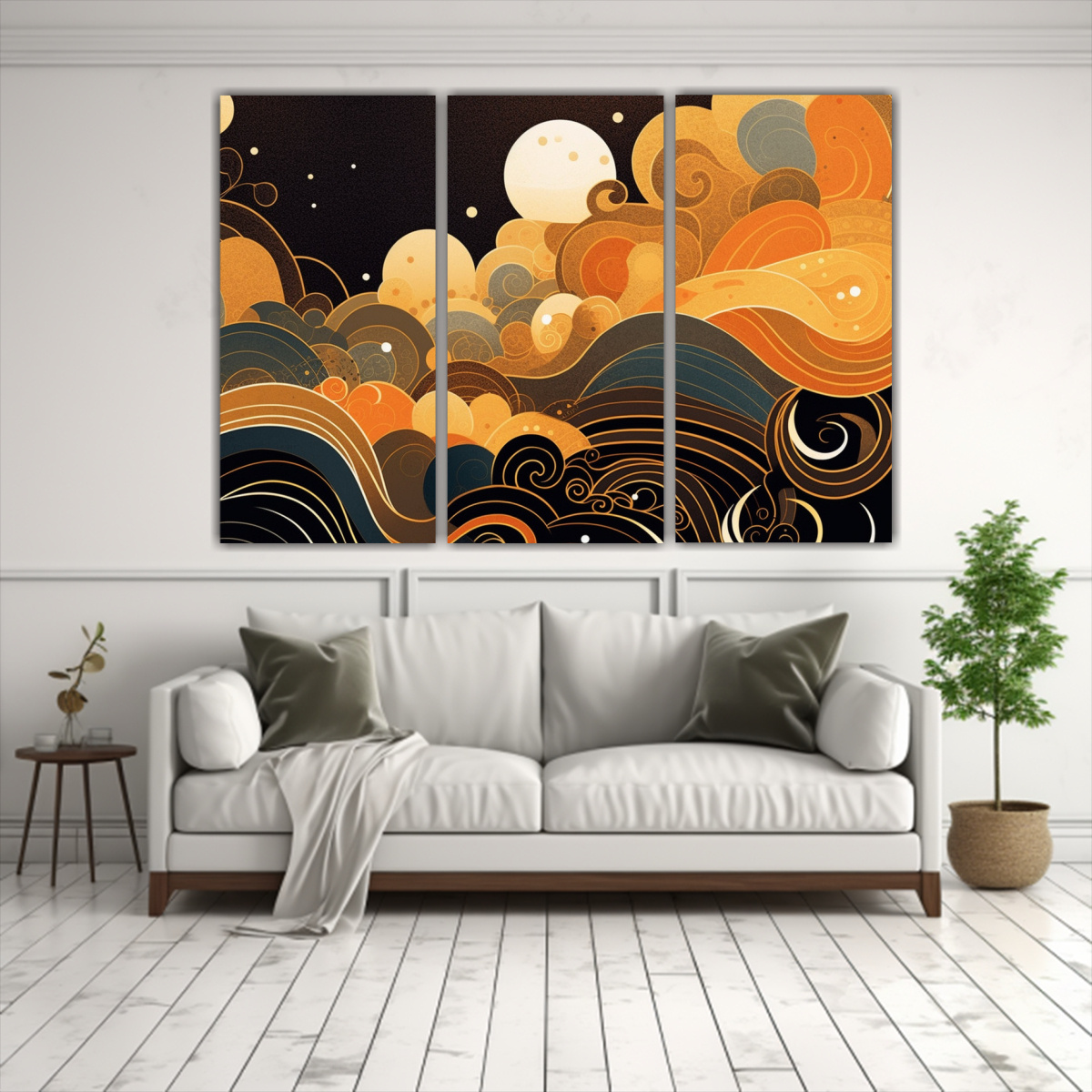 CONJUNTO 3 CUADROS ABSTRACTOS CON PATRONES Y 180X120 CM - 2