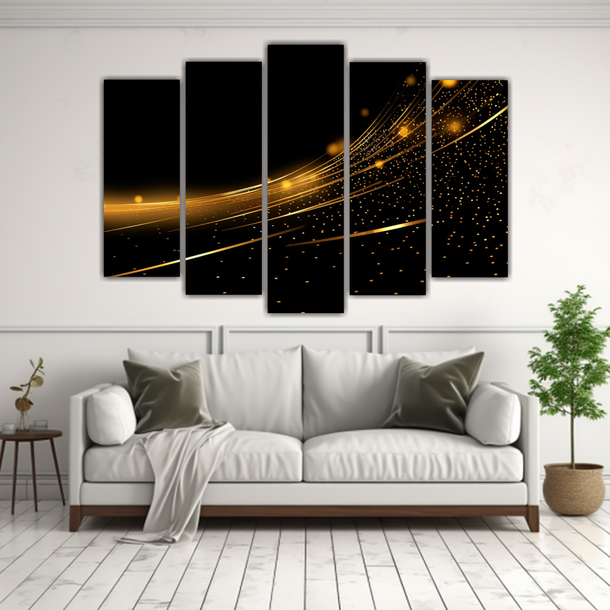 PATRÓN ABSTRACTO DE LÍNEAS AMARILLAS ESTILO 125X75 CM - 2